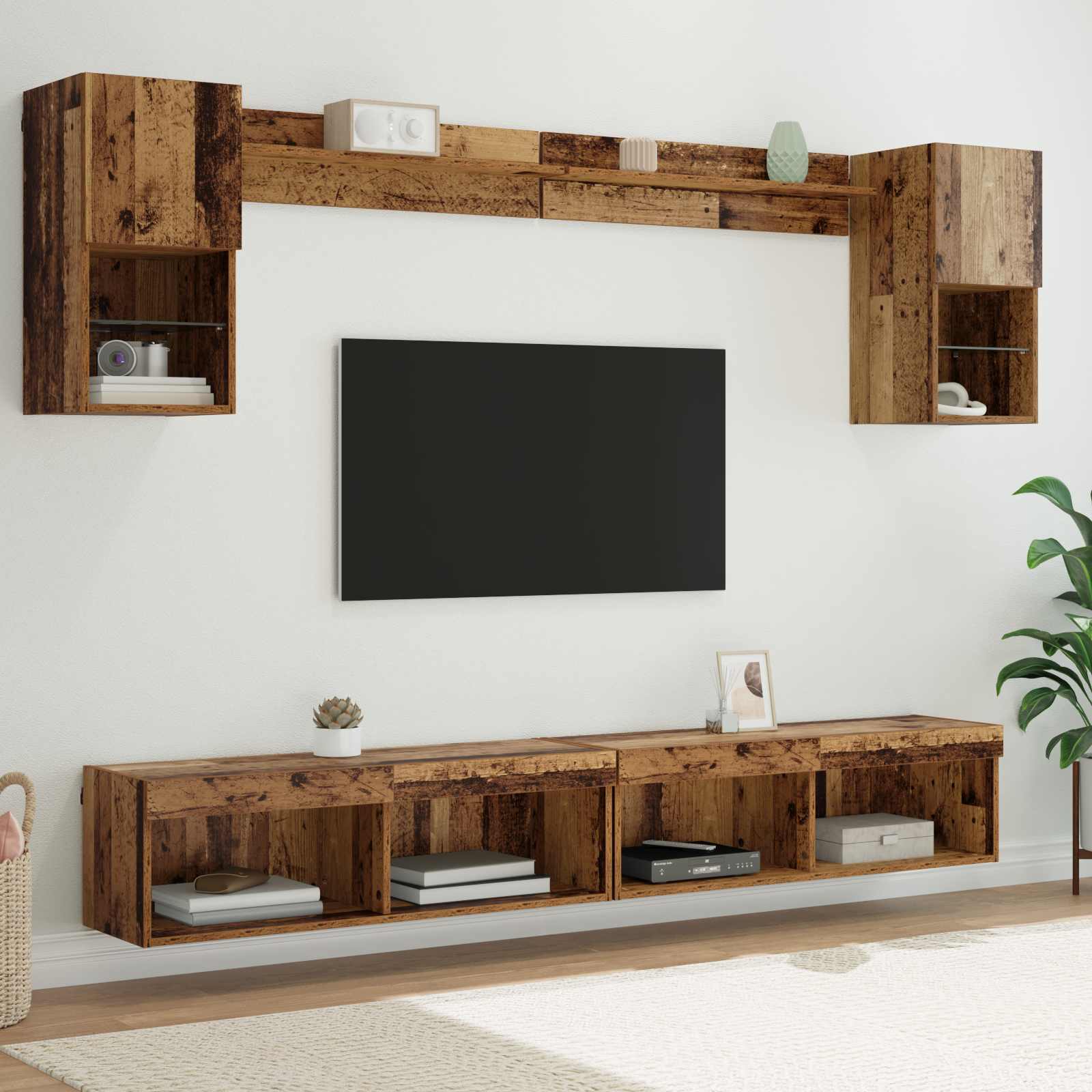 TV seinakapid koos LED-iga 6 tk Vana puit