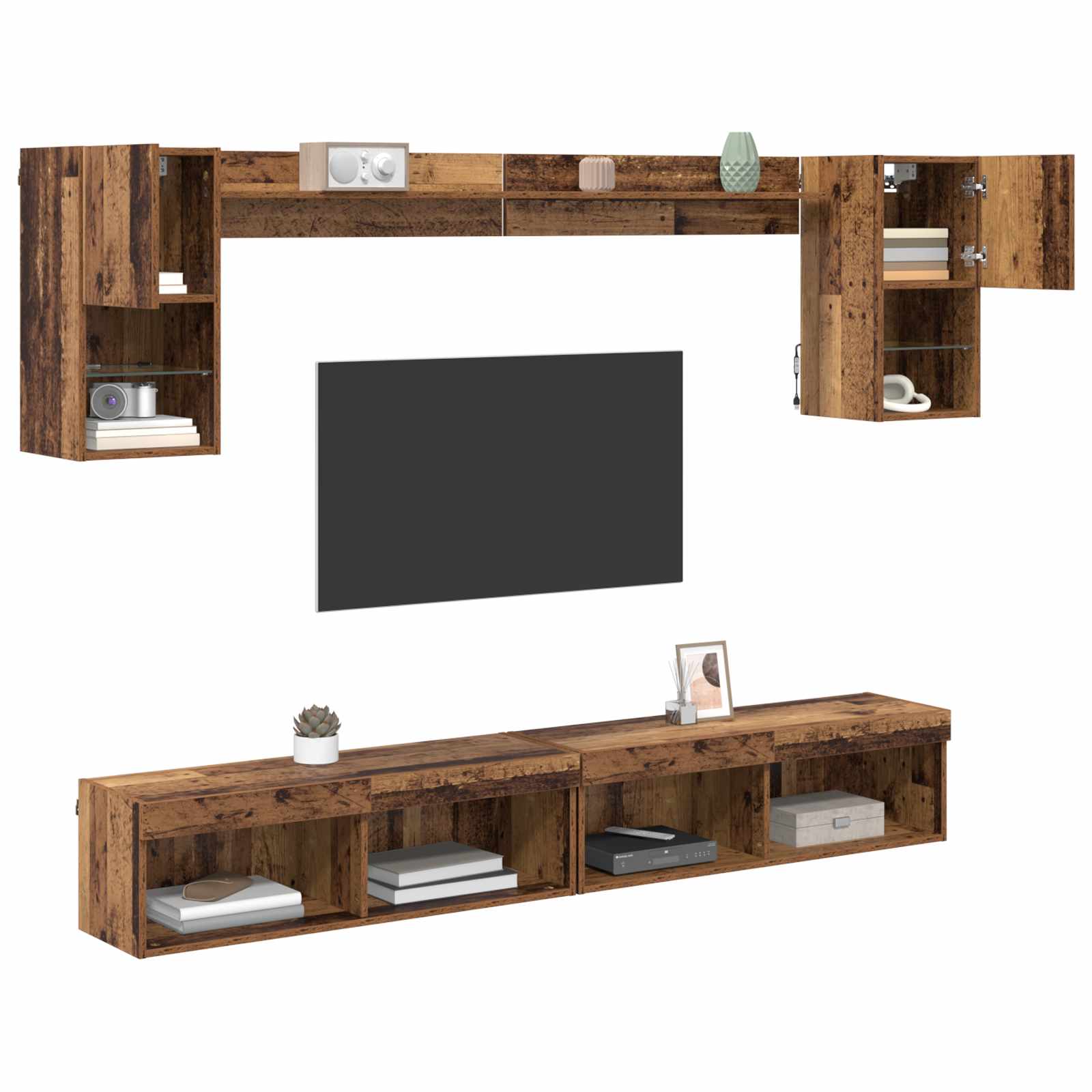 TV seinakapid koos LED-iga 6 tk Vana puit