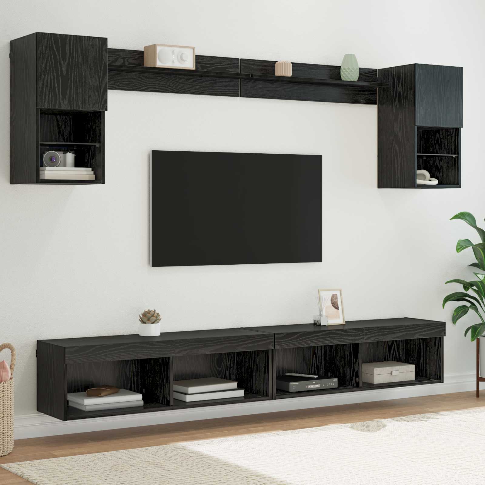TV seinakapid koos LED-iga 6 tk Must tamm
