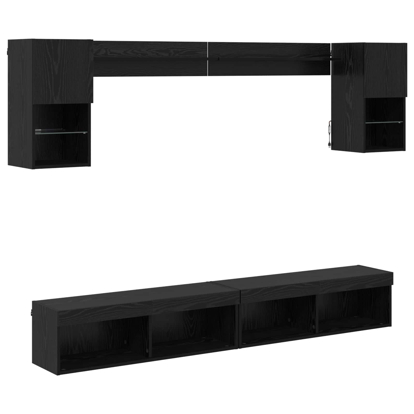 TV seinakapid koos LED-iga 6 tk Must tamm