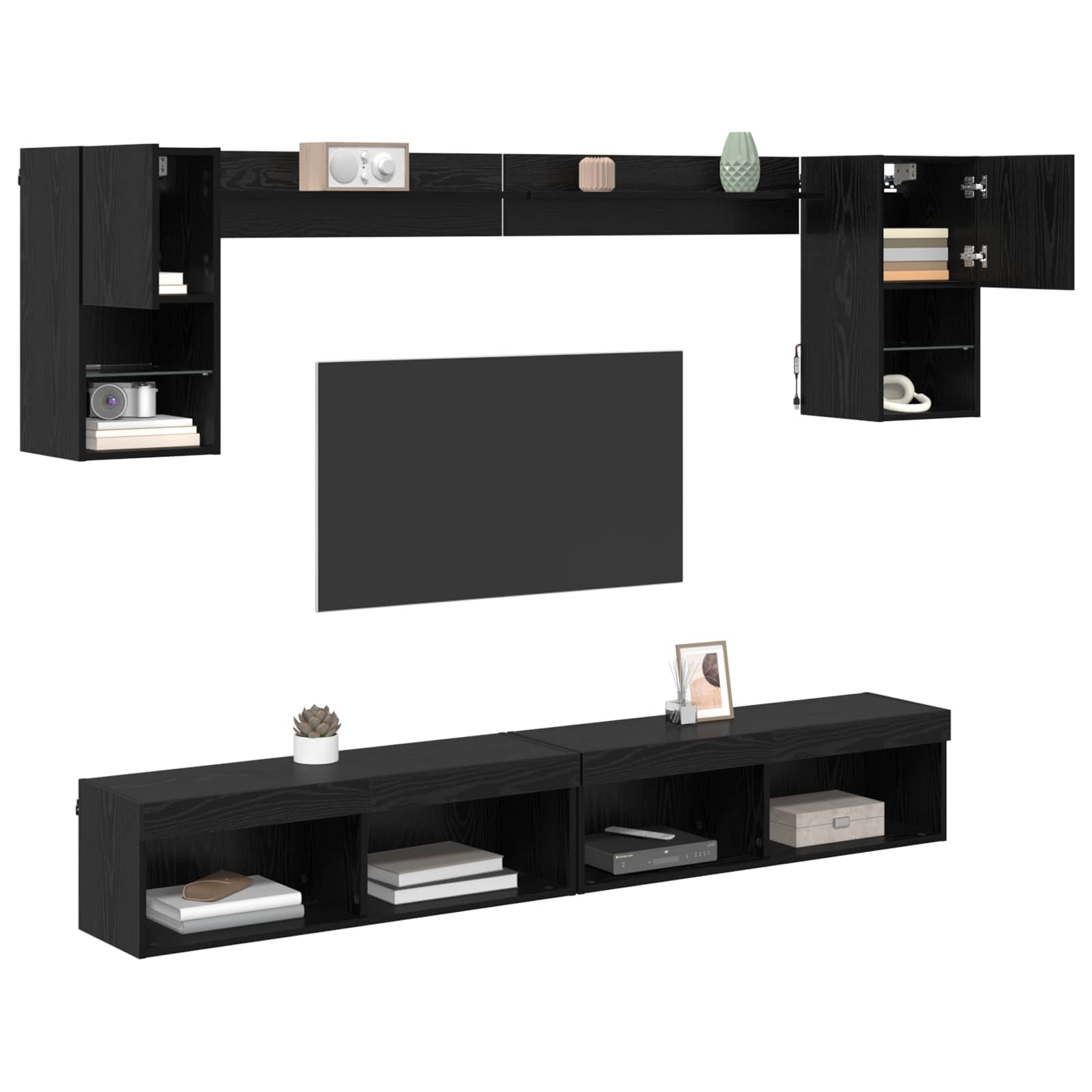 TV seinakapid koos LED-iga 6 tk Must tamm