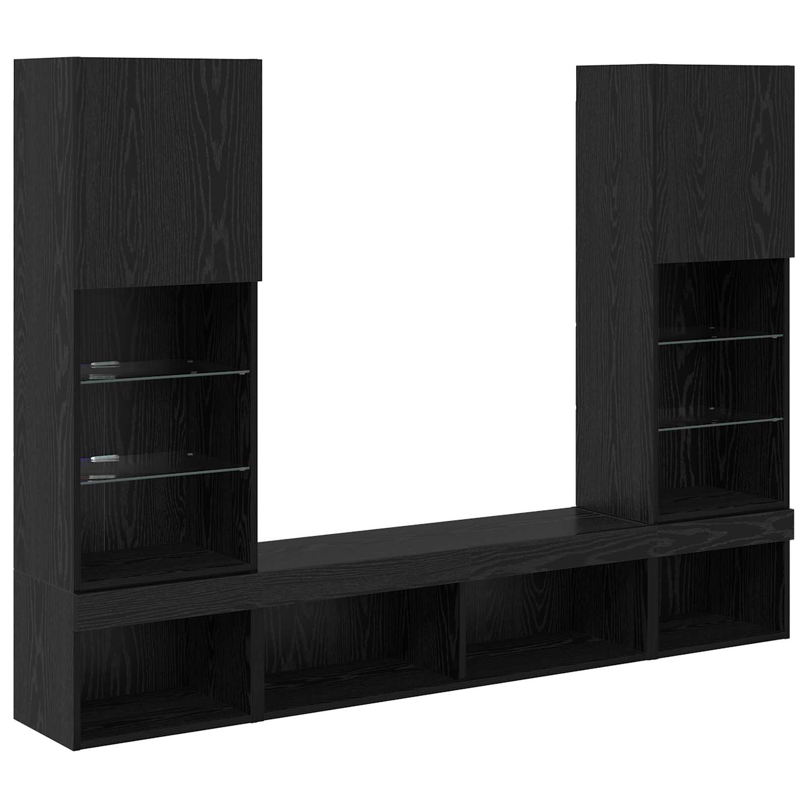 TV seinakapid koos LED-iga 5 tk Must tamm Tehispuit