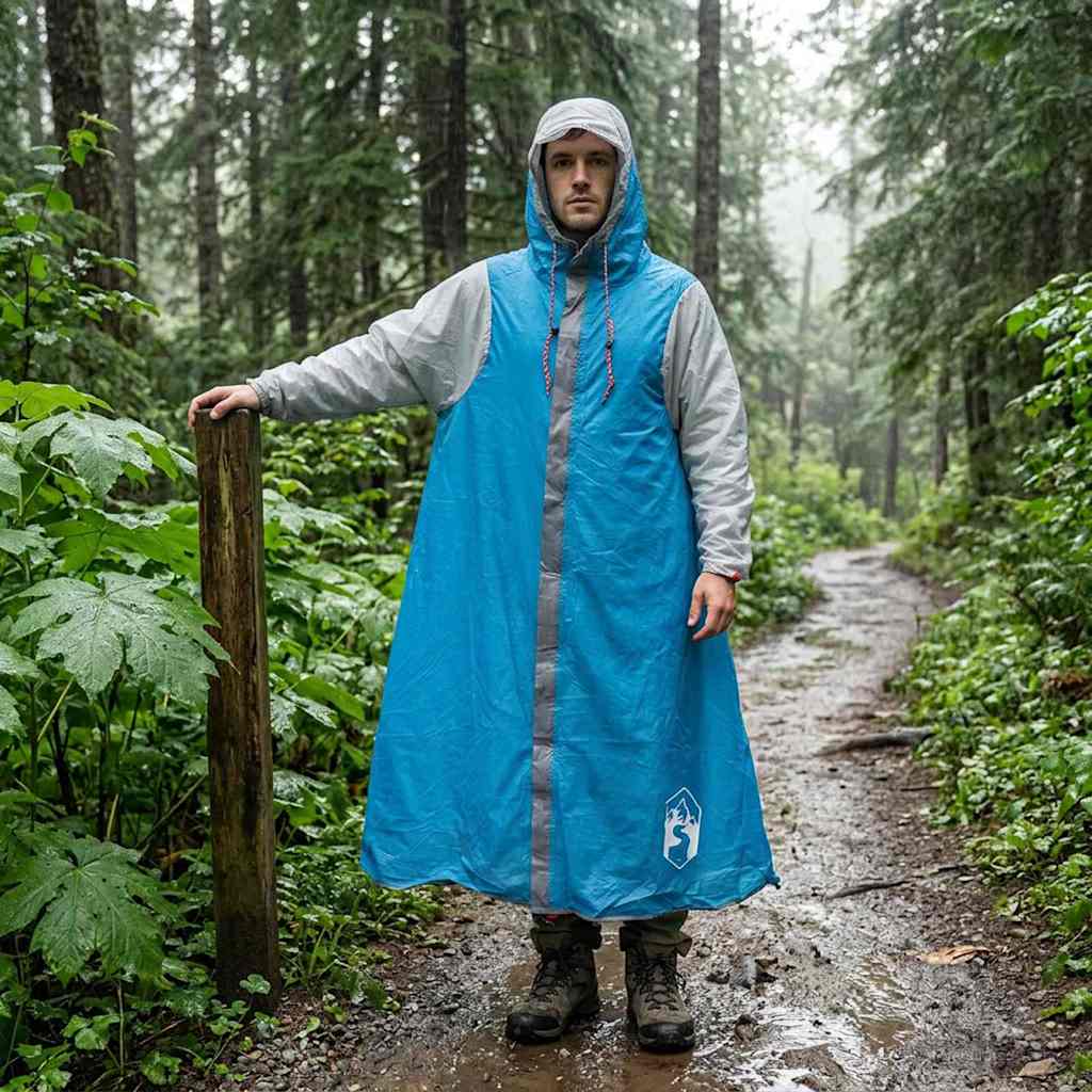 2-in-1 vihma poncho kapuutsiga Sinine 262 x 126 x 130 cm