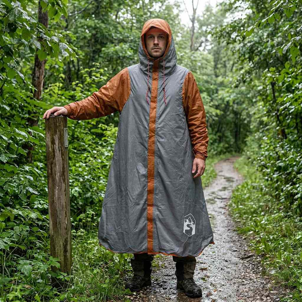 2-in-1 vihma poncho kapuutsiga Hall ja oranž 262 x 126 x 130 cm