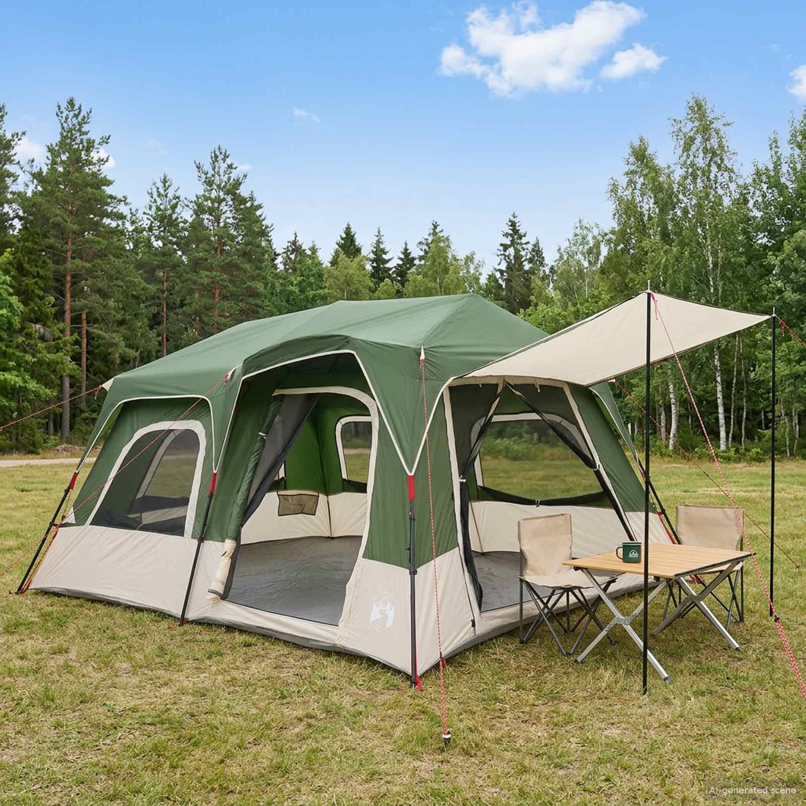 Kohene Telk 8-kohaline Roheline 185T Polüester PU-kattega