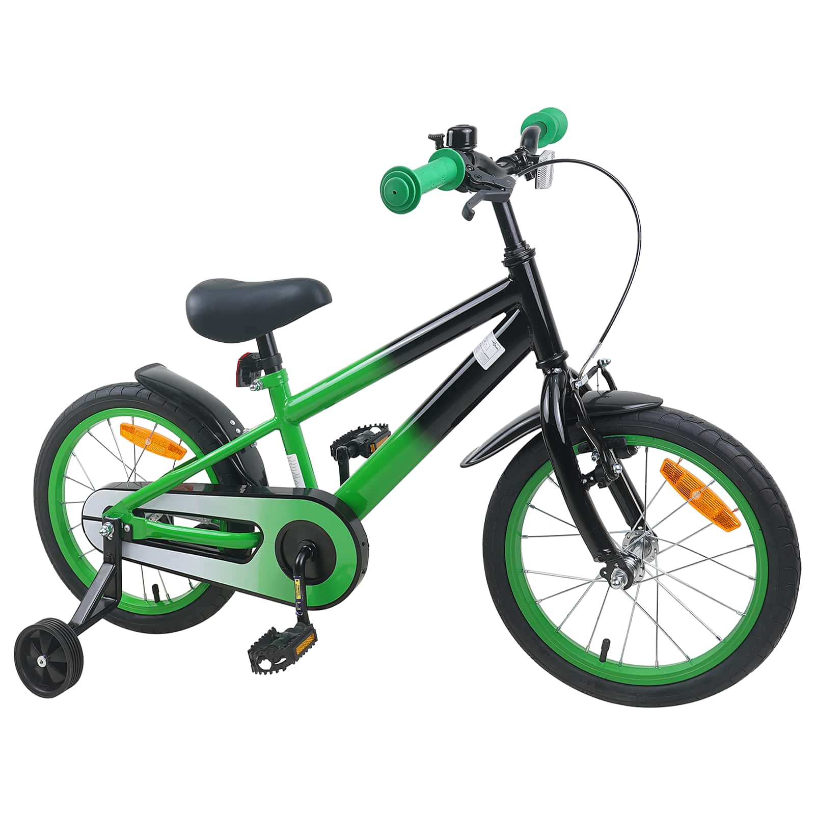 Laste Bike 16 Tolli 4-6 aastastele Roheline must