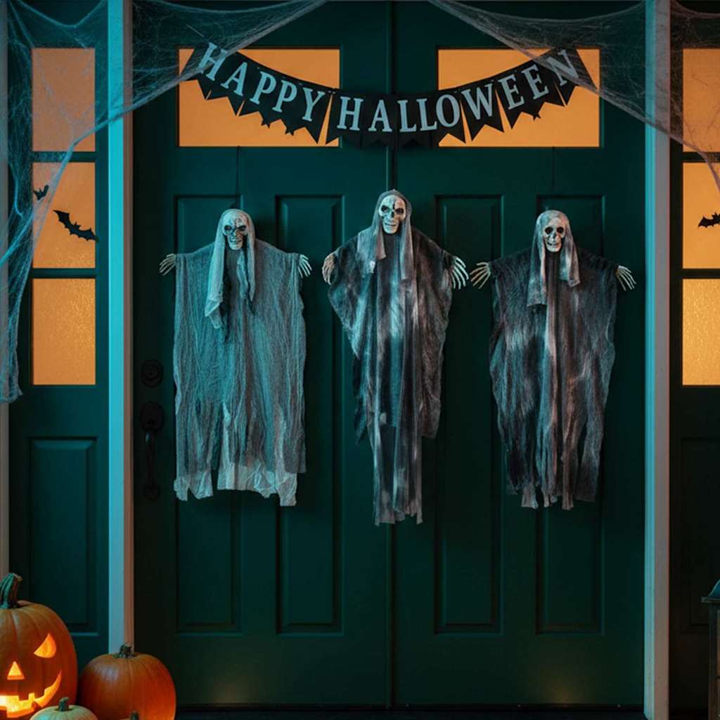 Halloweeni Rippuv Kummitus 3 tk Must 66 x 110 cm Polüester