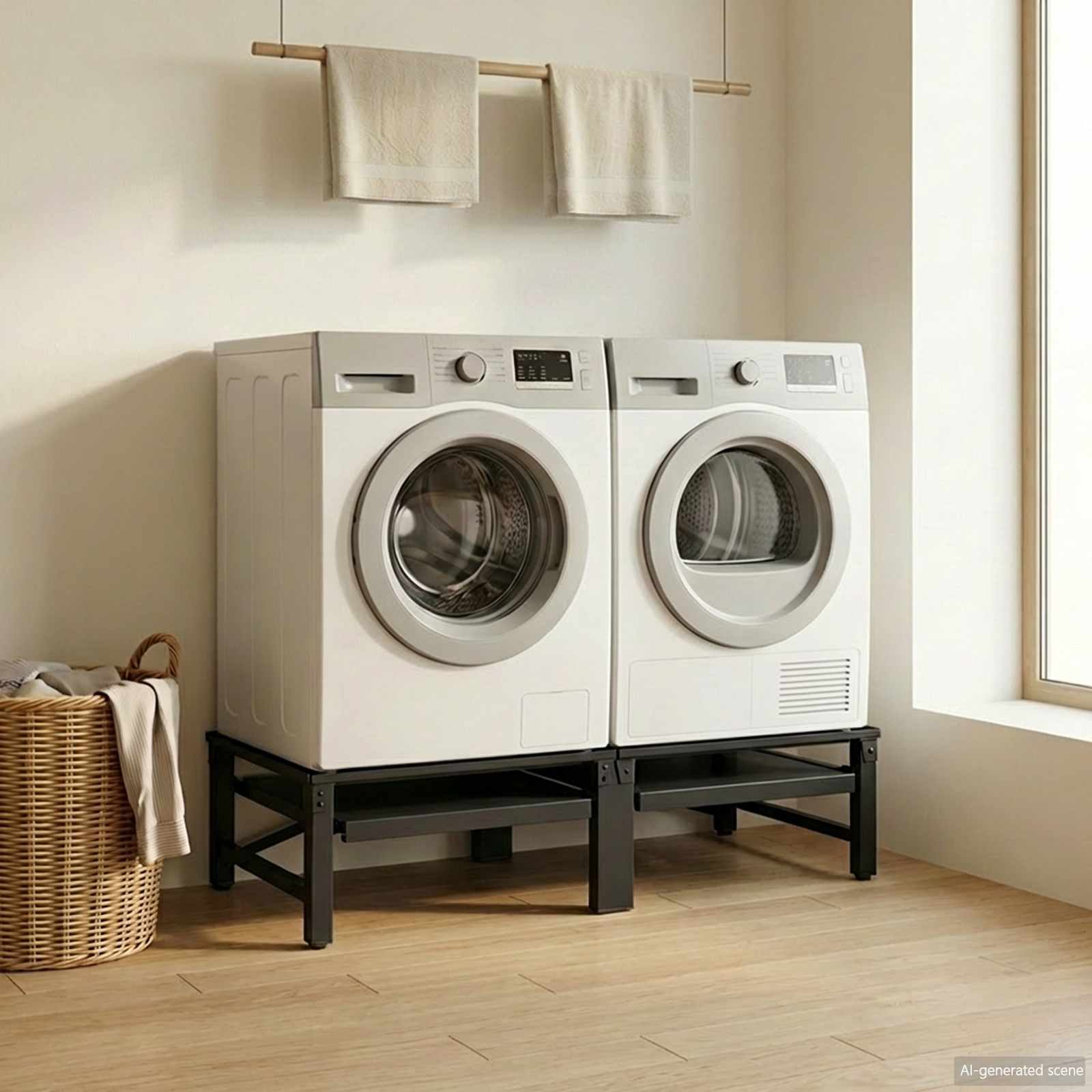Pesumasina pedestal 2 tk Must 124,5 x 61,5 x 32,5 cm Teras