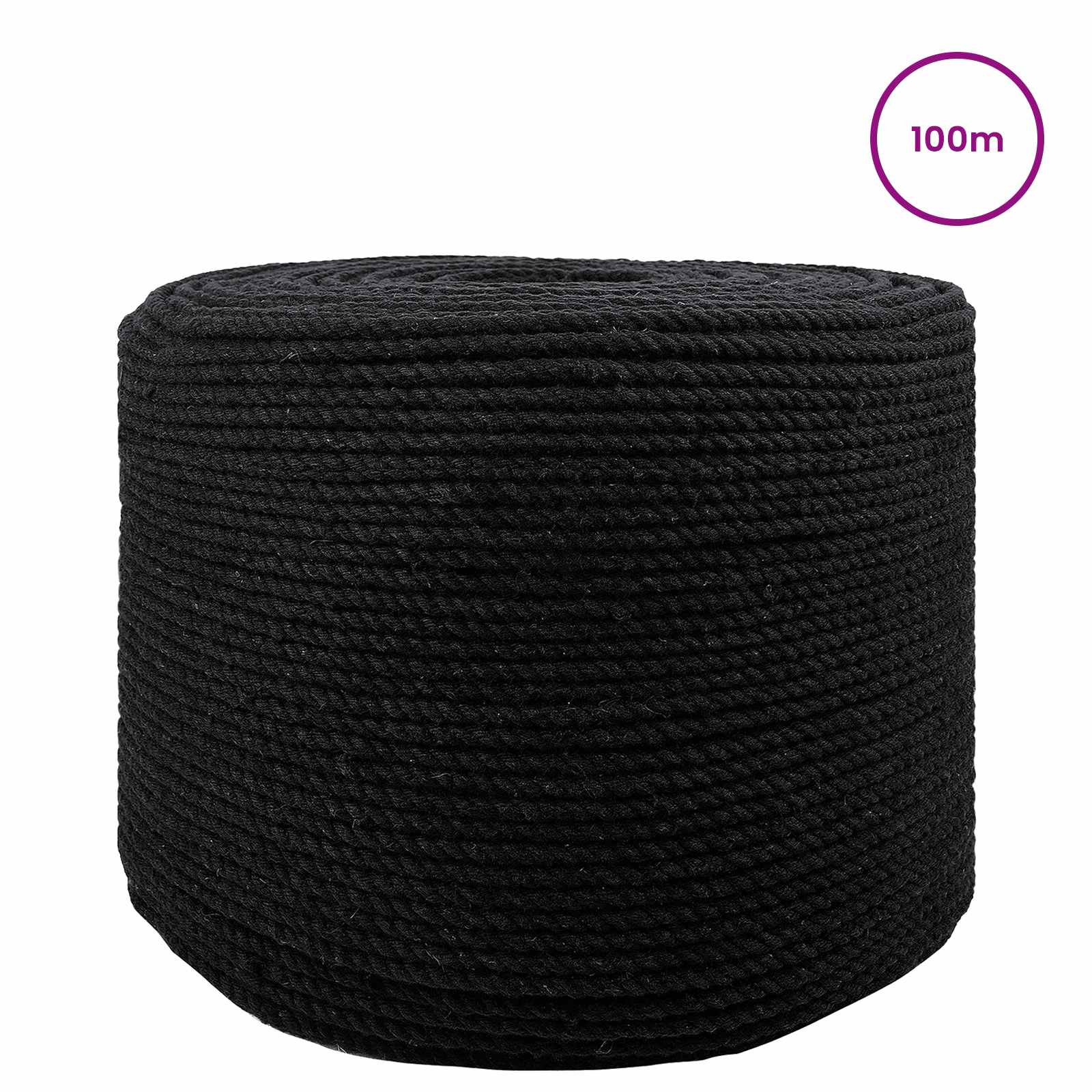 Puuvillane nöör 2 tk 2 mm 100 m Must 100% puuvill