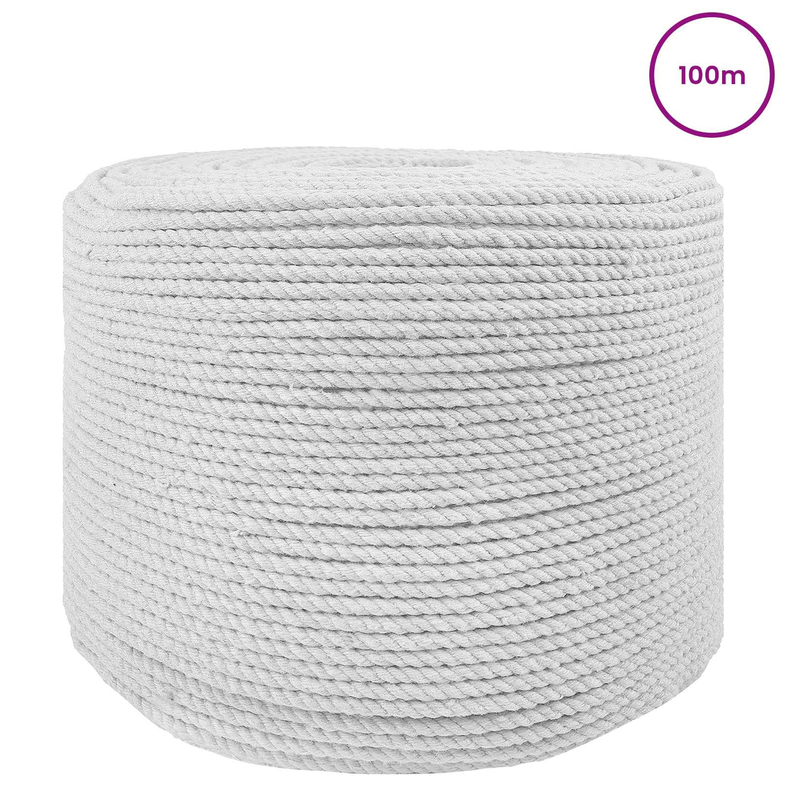 Puuvillane nöör 2 tk 2 mm 100 m Valge 100% puuvill