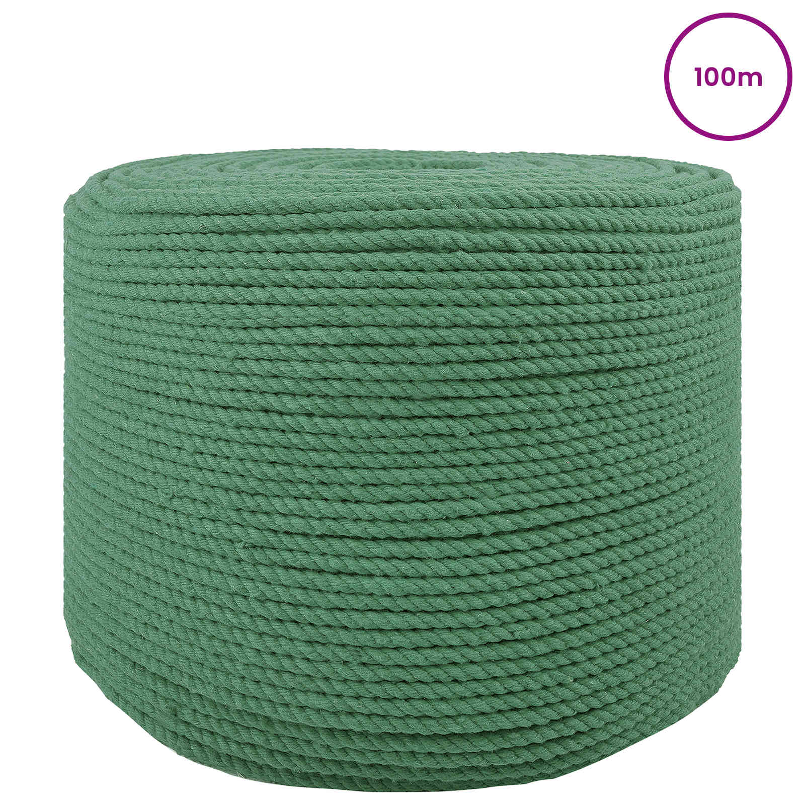 Puuvillane nöör 4 mm 100 m Roheline 100% puuvill