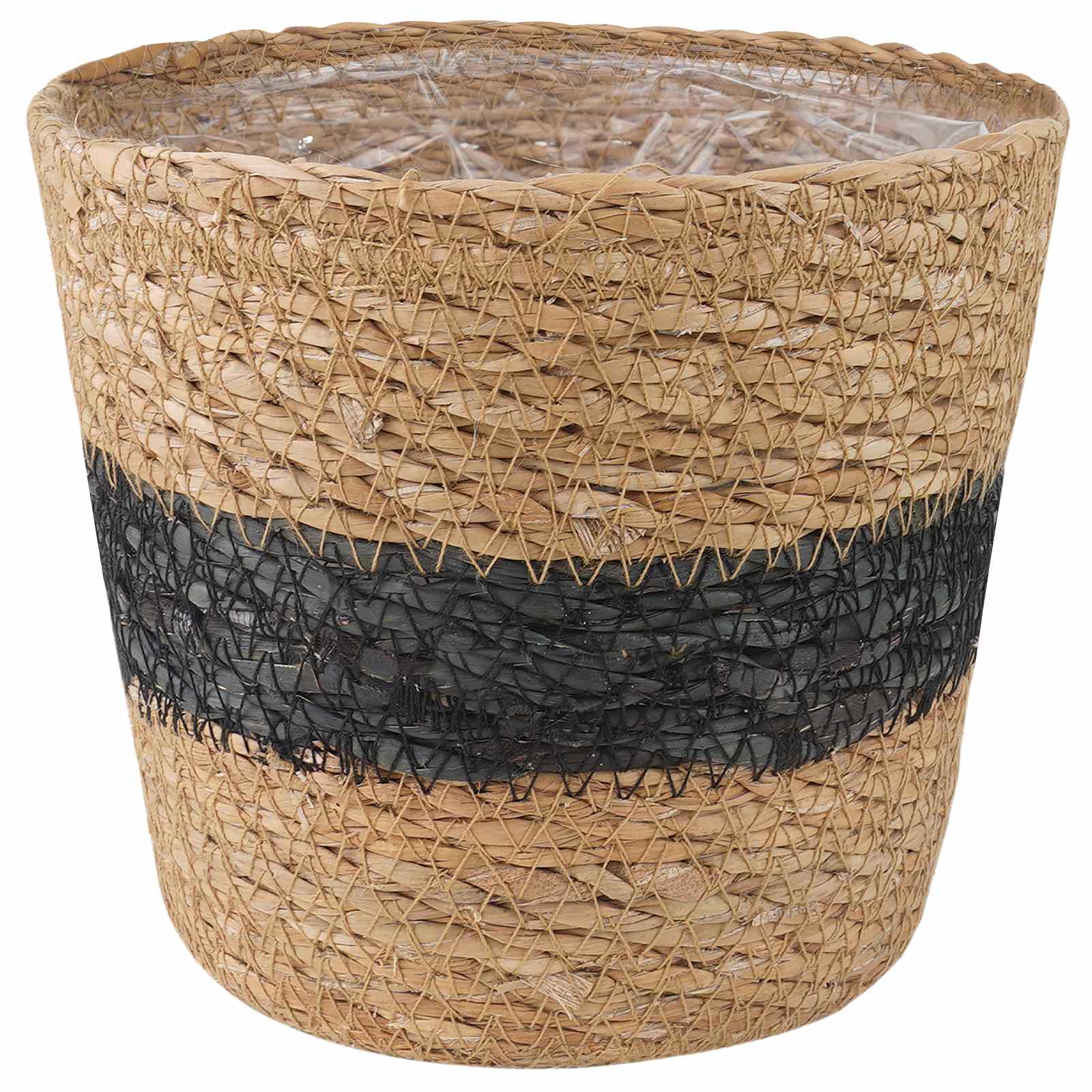 Plant Pot 3 tk Naturaalne ja must Ø26 x 19 cm 100% Mererohi