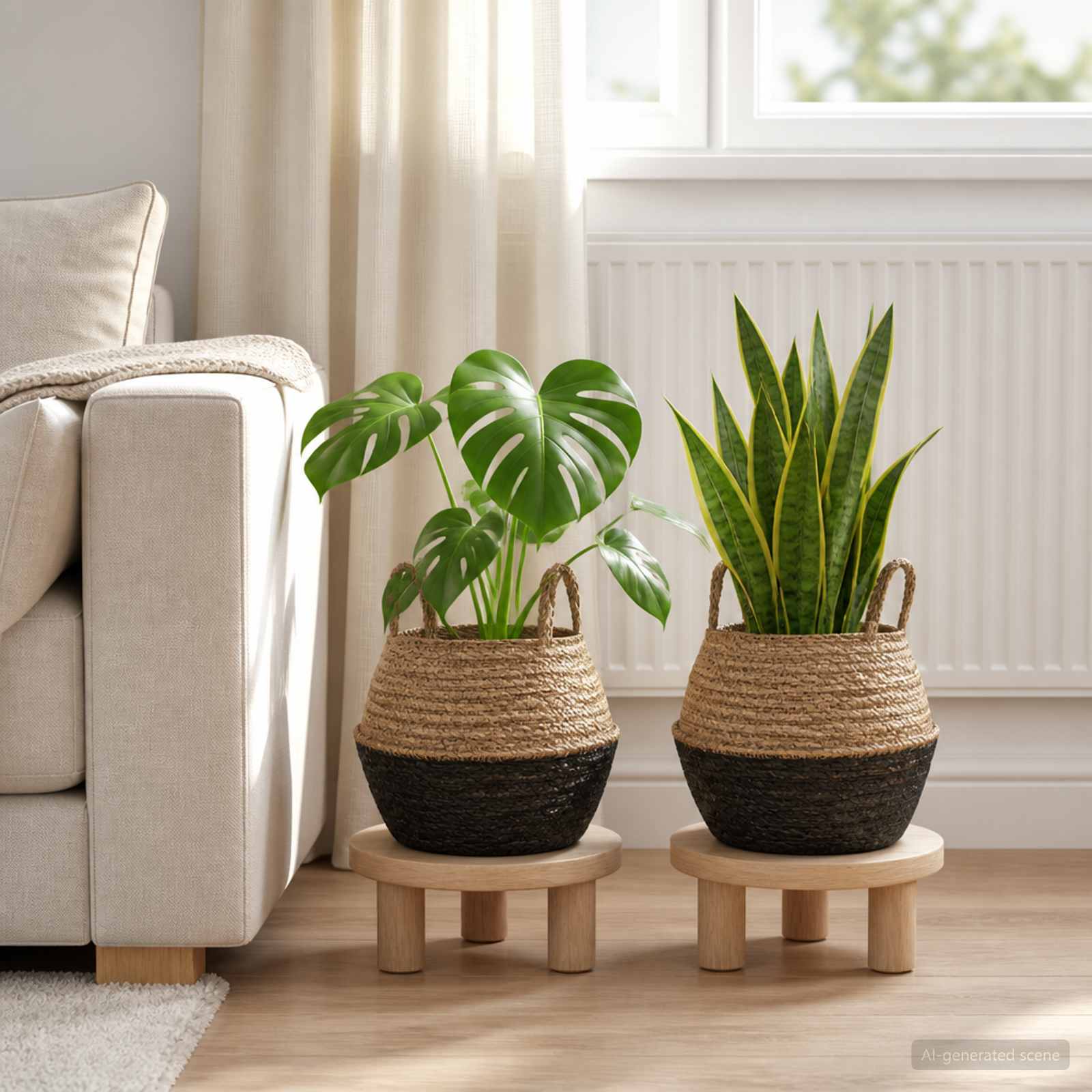 Käsiga taimepott 2 tk Must Ø 32 x 32 cm 100% Mererohi