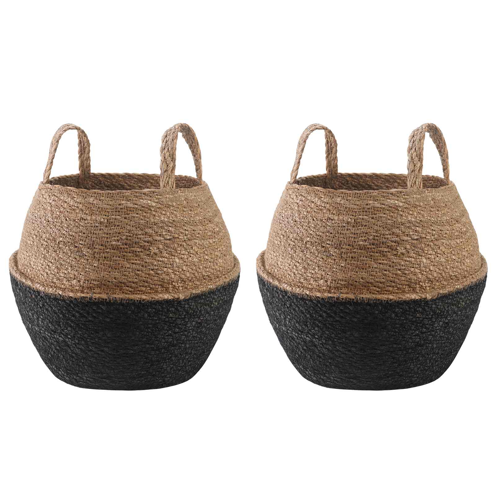 Käsiga taimepott 2 tk Must Ø 32 x 32 cm 100% Mererohi