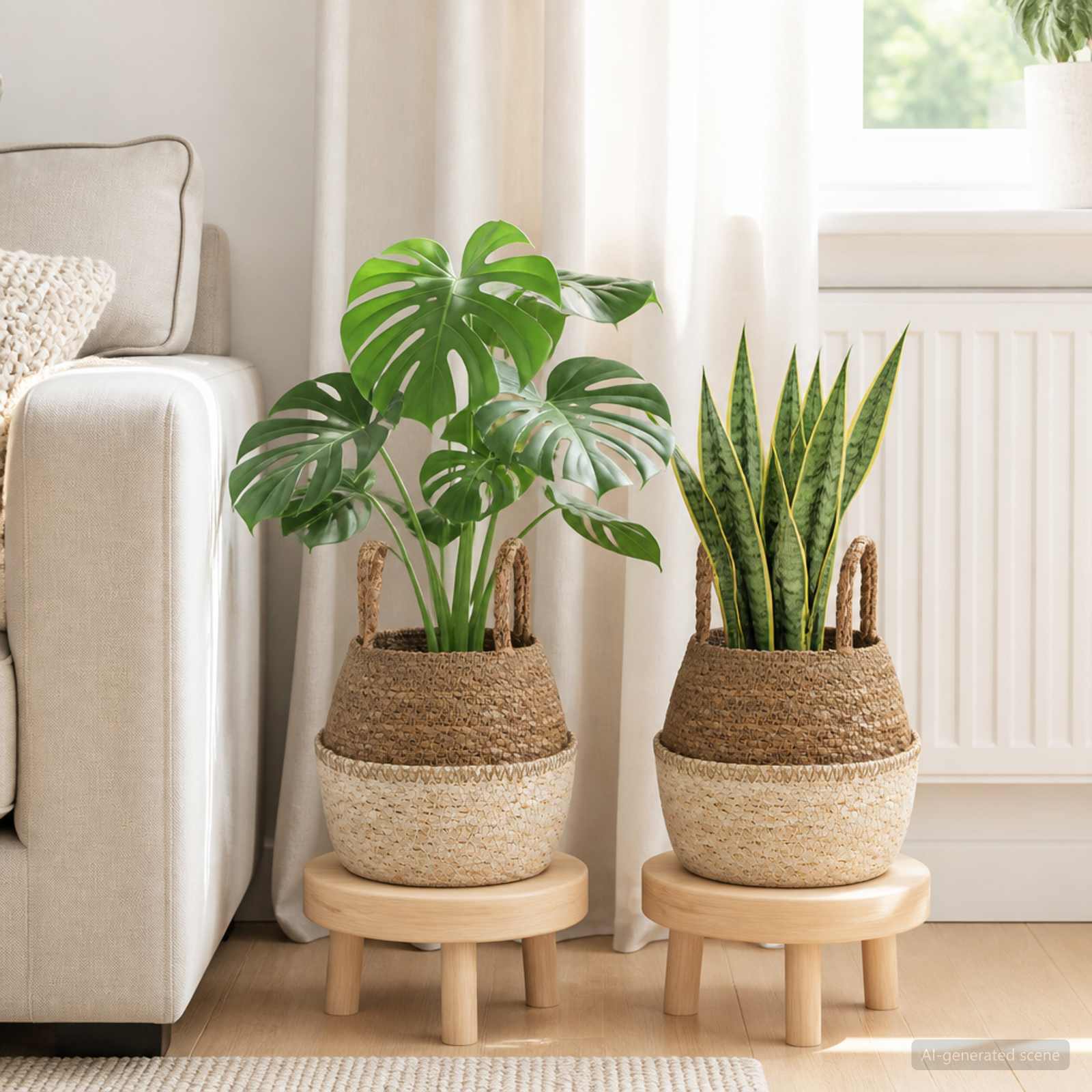 Käsiga taimepott 2 tk Valge Ø 22 x 20 cm 100% Mererohi