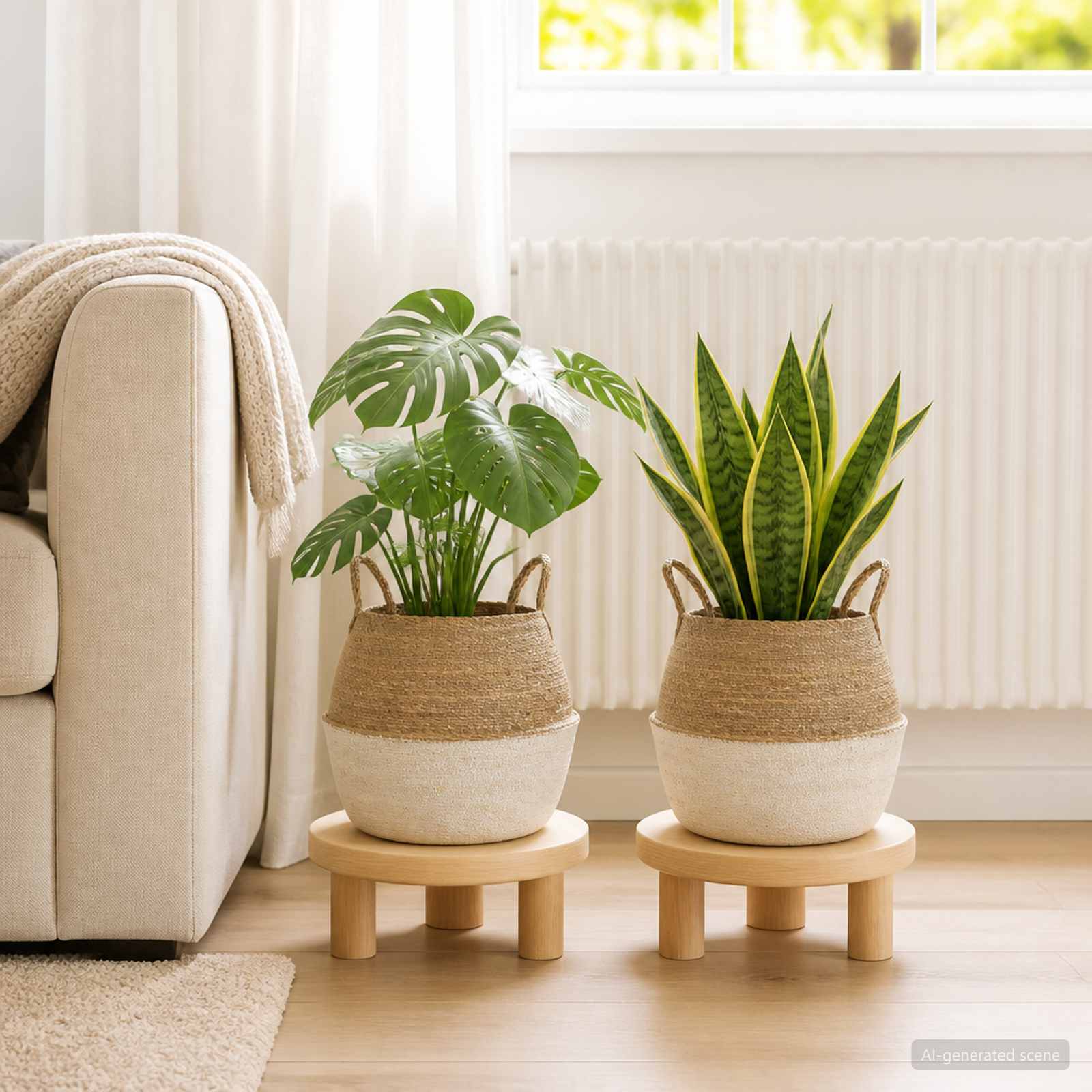 Käsiga taimepott 2 tk Valge Ø 32 x 32 cm 100% Mererohi