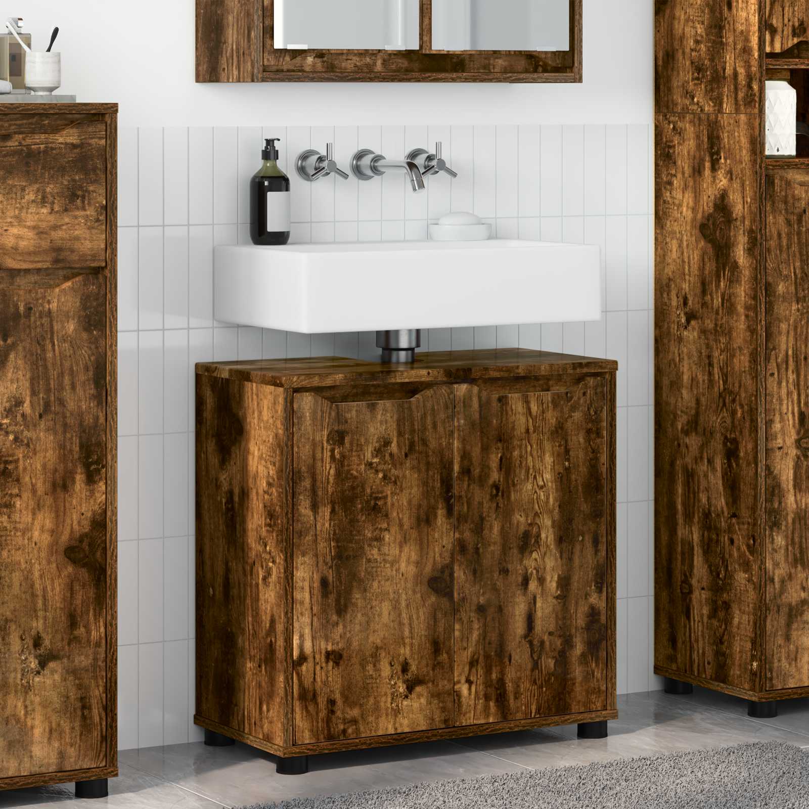 Vannitoa valamu kapp Suitsetatud tamm 60 x 30 x 60 cm Tehispuit