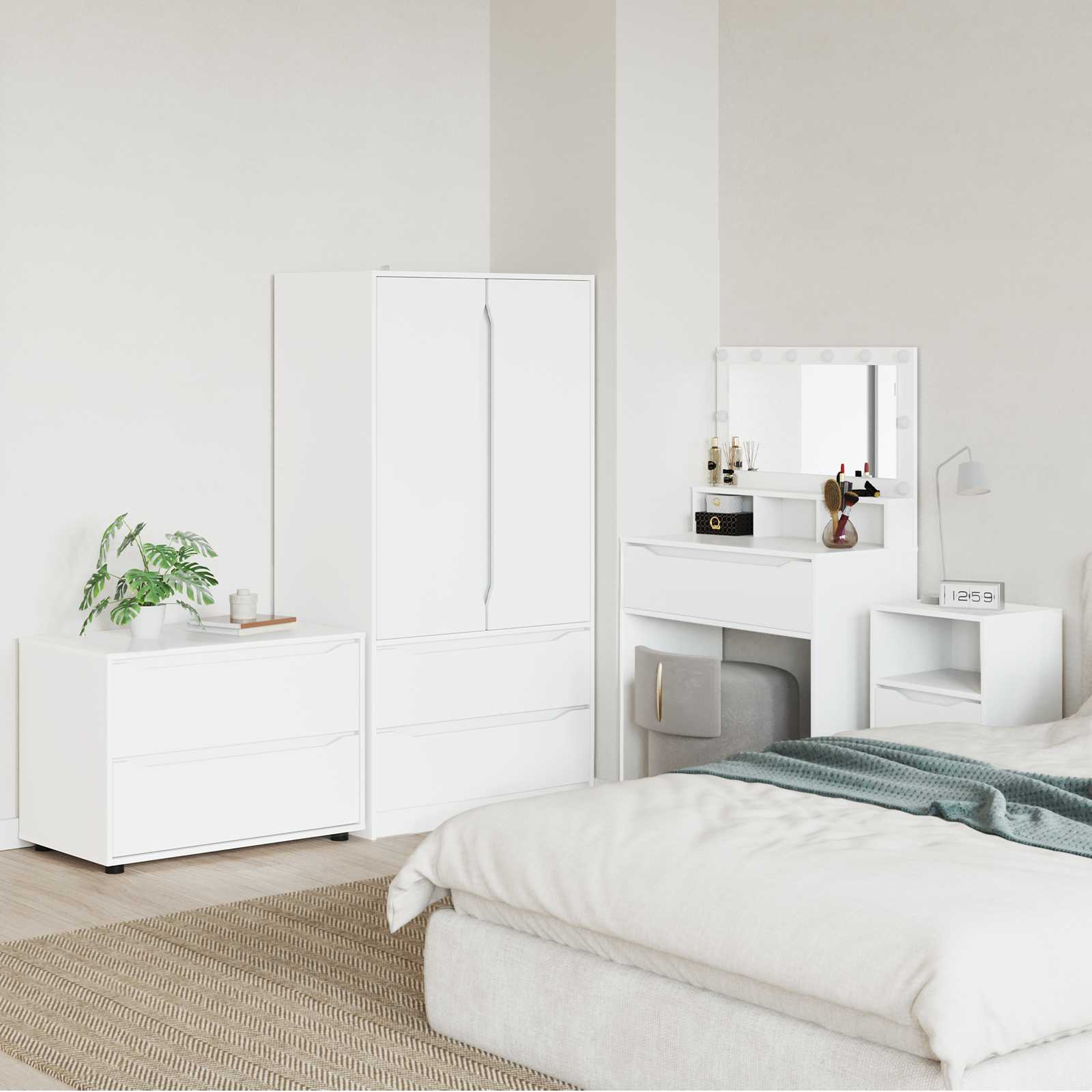 Hoiukapp 80 x 48 x 57 cm Tehispuit Valge