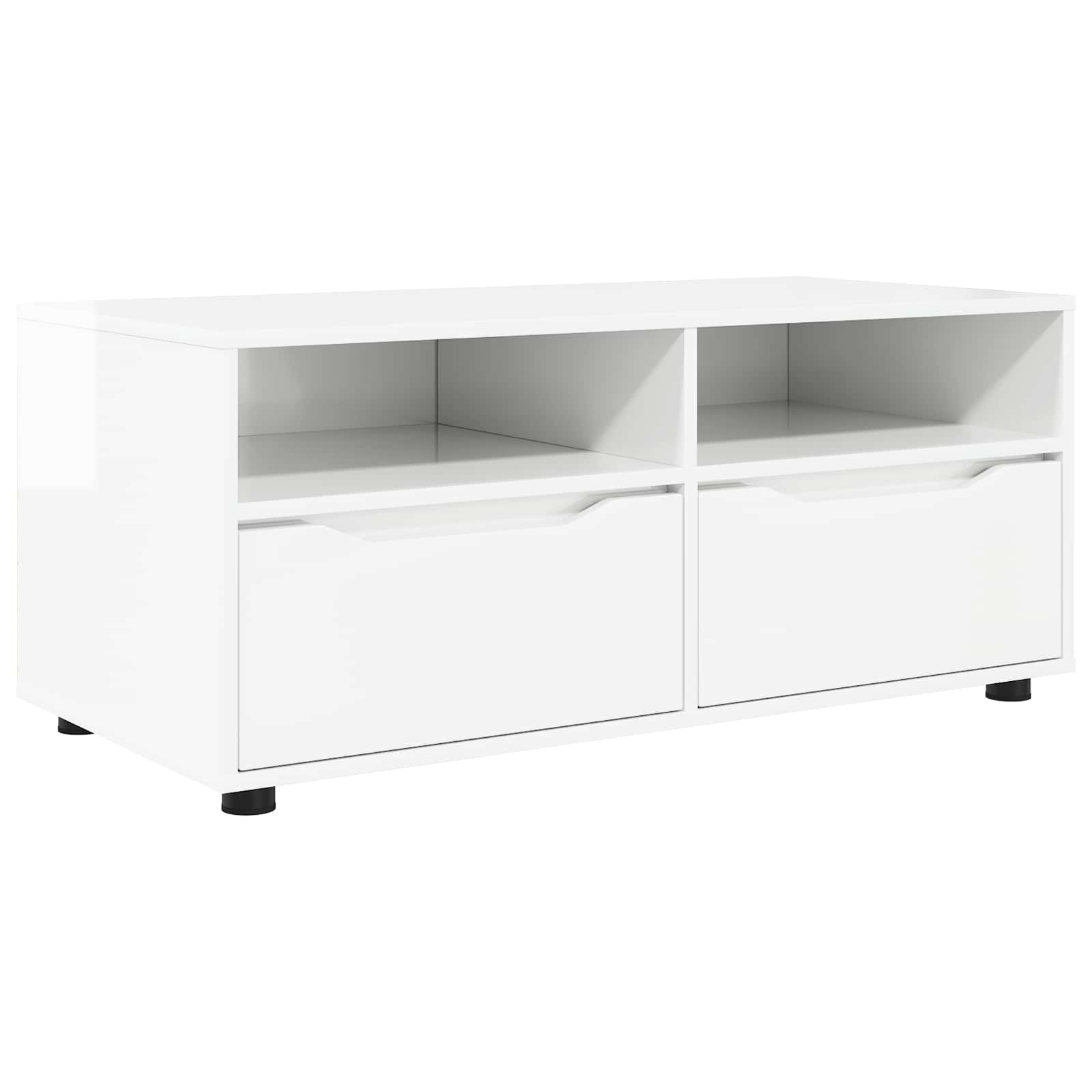 Telerikapp 100 x 48 x 43 cm Kergelt läikiv valge Tehispuit