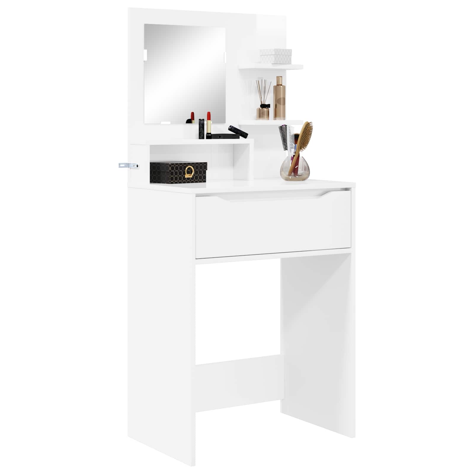 Magamistoa meikimislaudade Kõrgläikega valge 60 x 39,5 x 135 cm