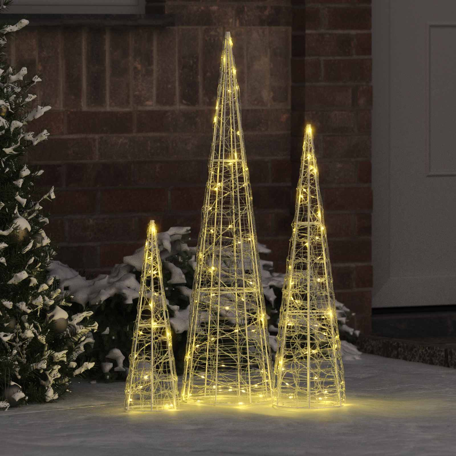 Jõulupuu 3 tk 90 LED-i Soe valge 20 x 20 x 80 cm Akrüül