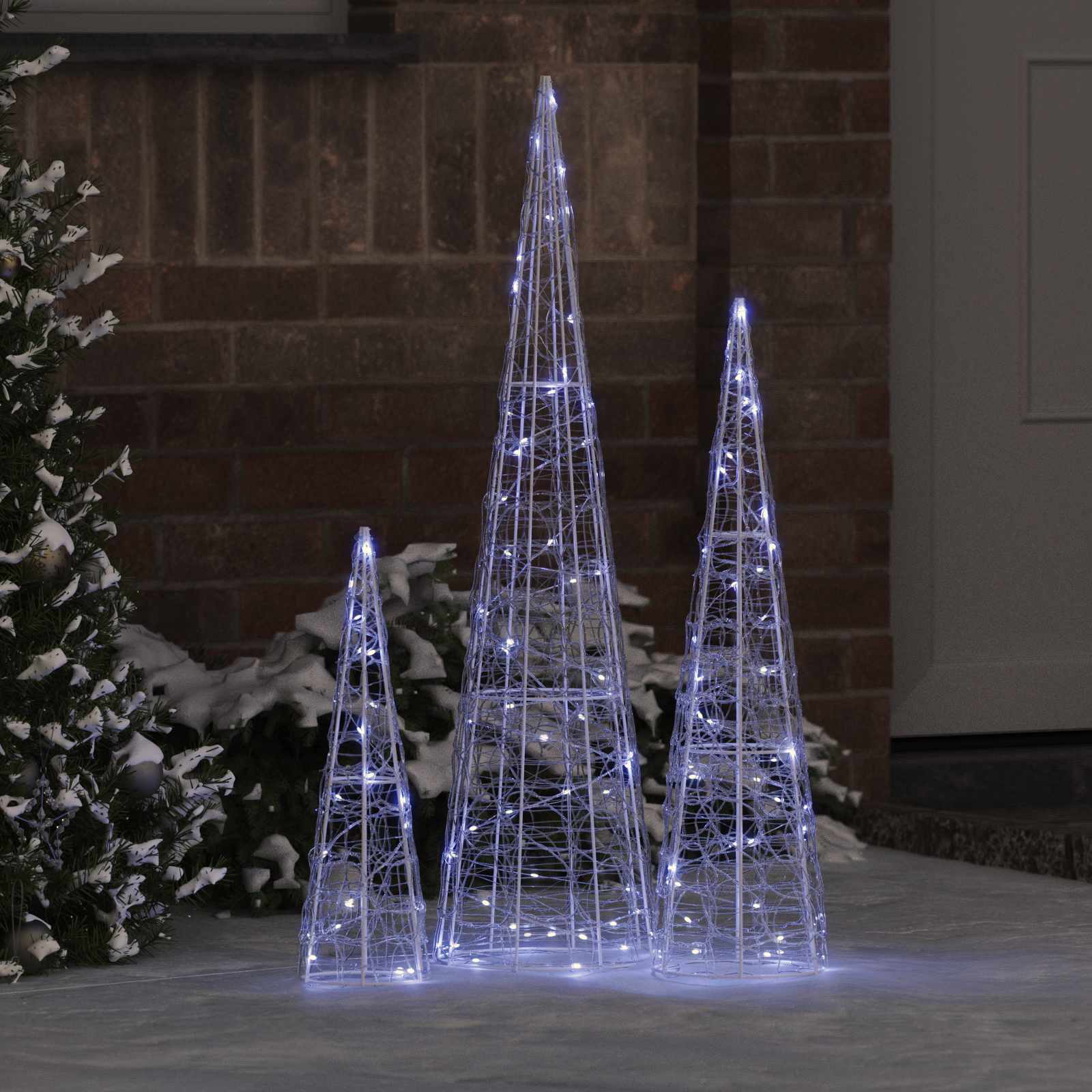 Jõulupuu 3 tk 90 LED-i Külm valge 20 x 20 x 80 cm Akrüül