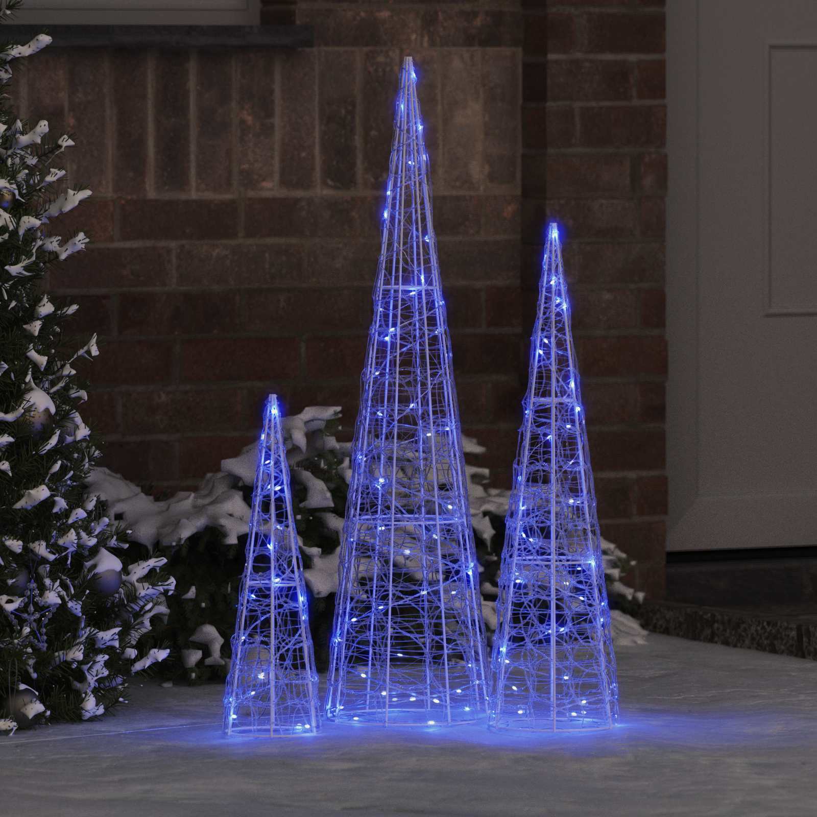 Jõulupuu 3 tk 90 LED-i Sinine 20 x 20 x 80 cm Akrüül