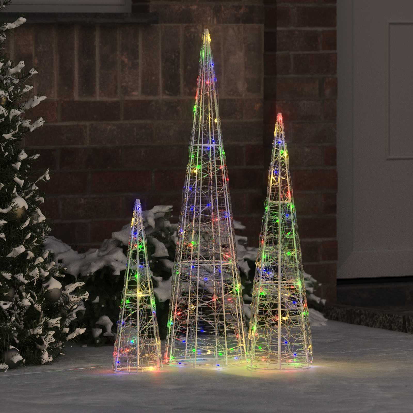 Jõulupuu 3 tk 90 LED-i Mitmevärviline 20 x 20 x 80 cm Akrüül