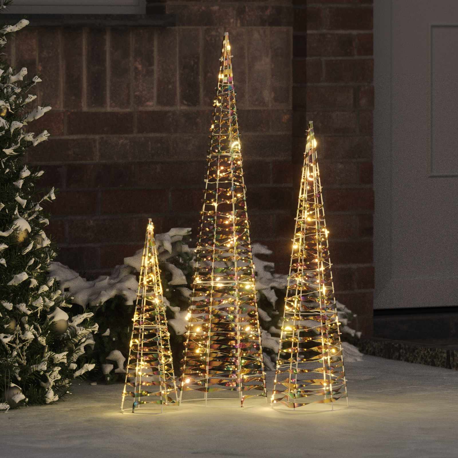 Jõulupuu 3 tk 90 LED-i Soe valge 20 x 20 x 80 cm PET