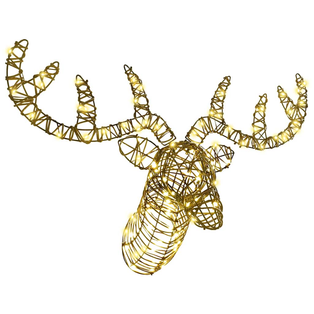 Põdra Tõukesaan 140 LED-i Soe valge 68 x 36,5 x 62,5 cm Rotang