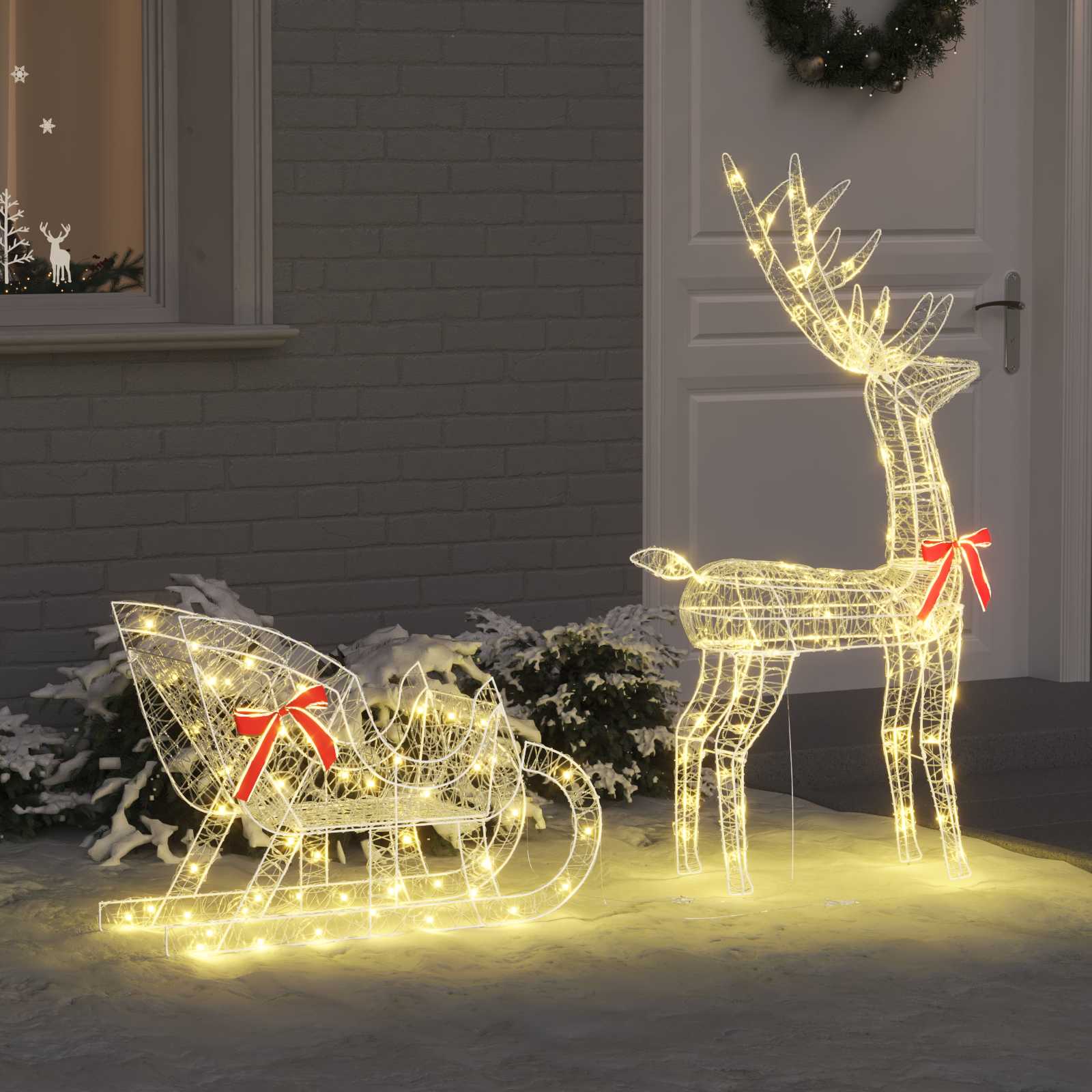 Põdra Tõukesaan Soe valge 70 x 24 x 128 cm Akrüül 200 LED-i