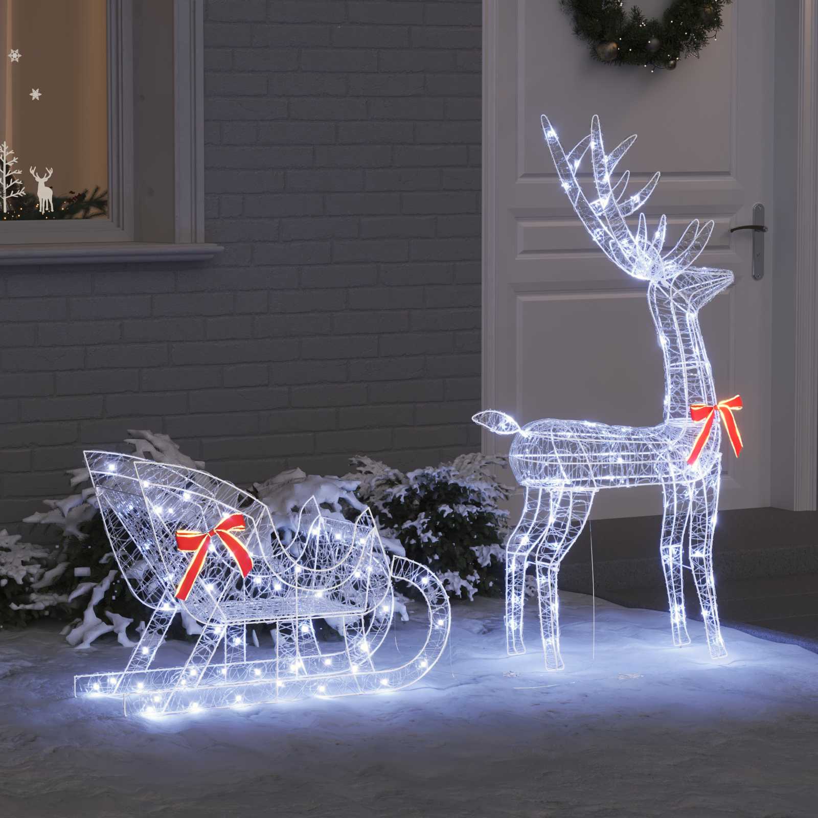 Põdra Tõukesaan Külm valge 70 x 24 x 128 cm Akrüül 200 LED-i