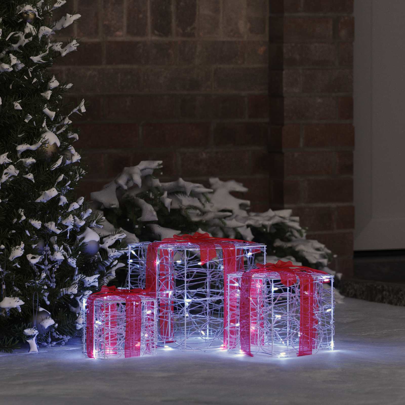Kingituse kast 3 tk 60 LED-i Külm valge 20 x 20 x 20 cm Akrüül