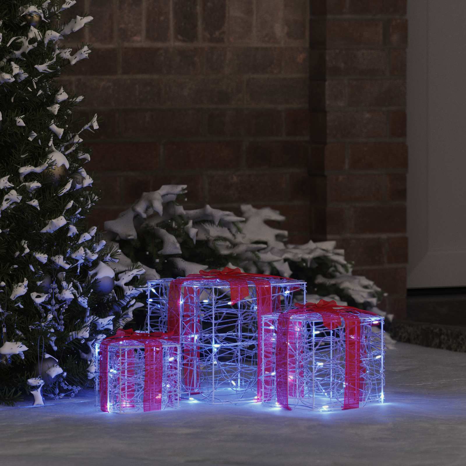 Kingituse kast 3 tk 60 LED-i Sinine 20 x 20 x 20 cm Akrüül