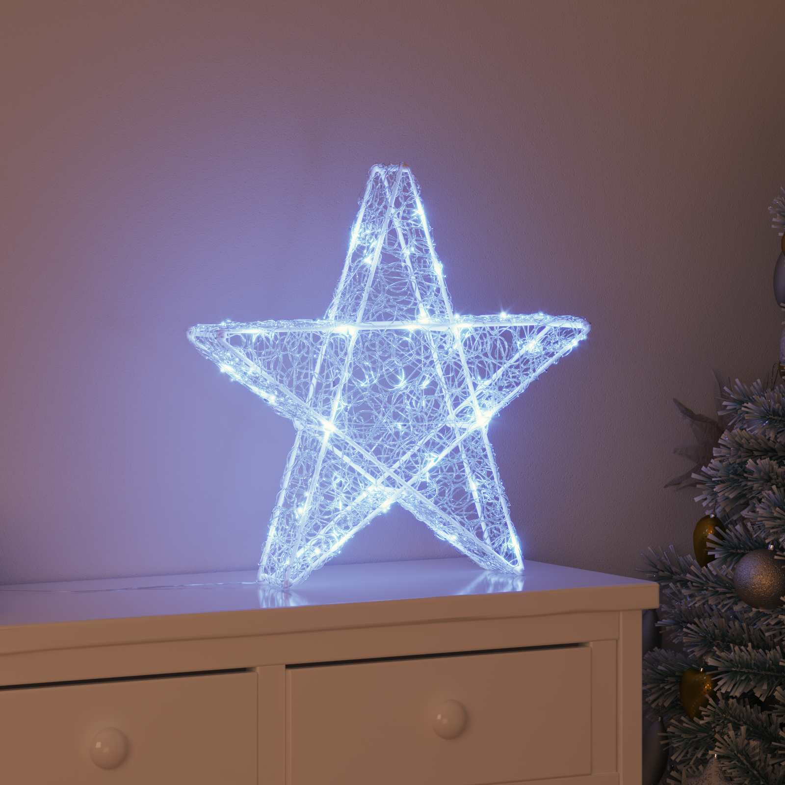 3D täht 50 LED-i Külm valge 55 x 53.5 x 10 cm Akrüül