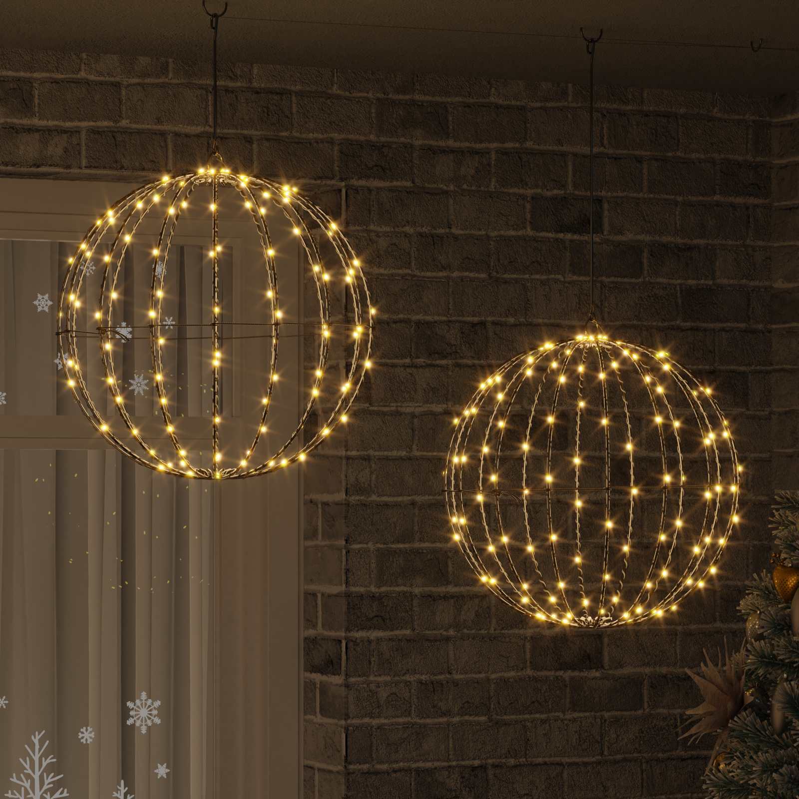Jõulufiniaalne valgus 2 tk 320 LED-i Soe valge