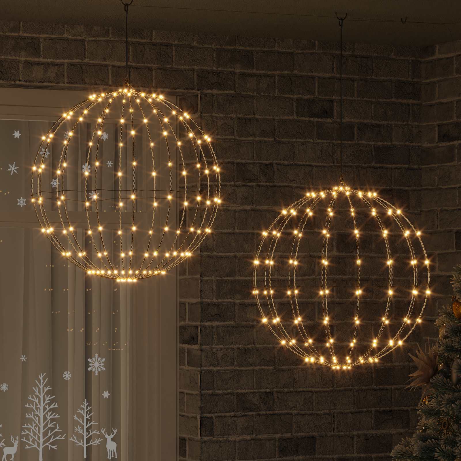 Jõulufiniaalne valgus 2 tk 384 LED-i Soe valge 60 x 60 x 62 cm