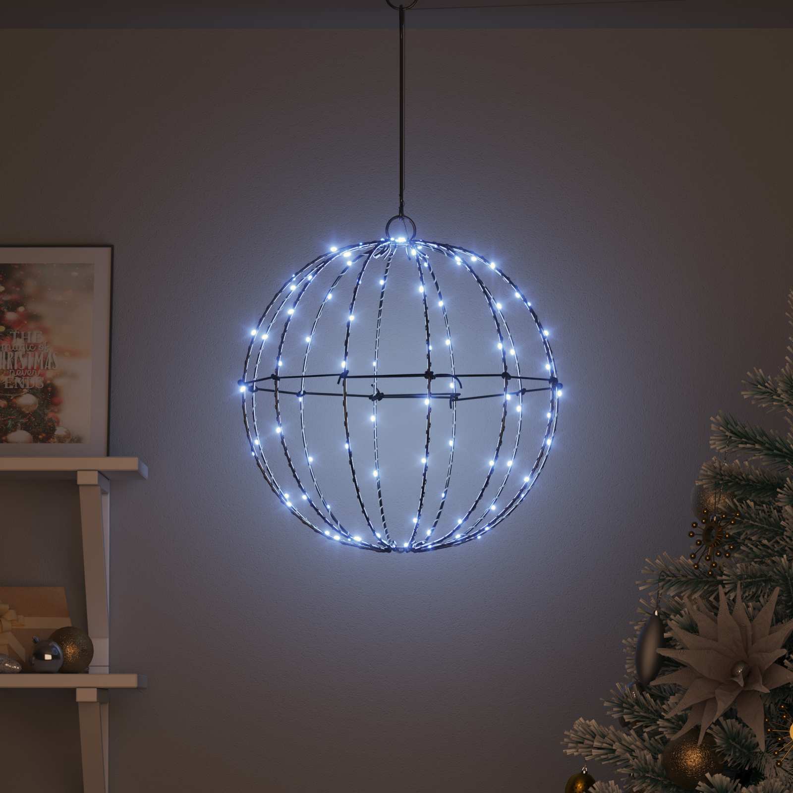 Jõulufiniaalne valgus 120 LED-i Külm valge Läbimõõt 40 x 42 cm