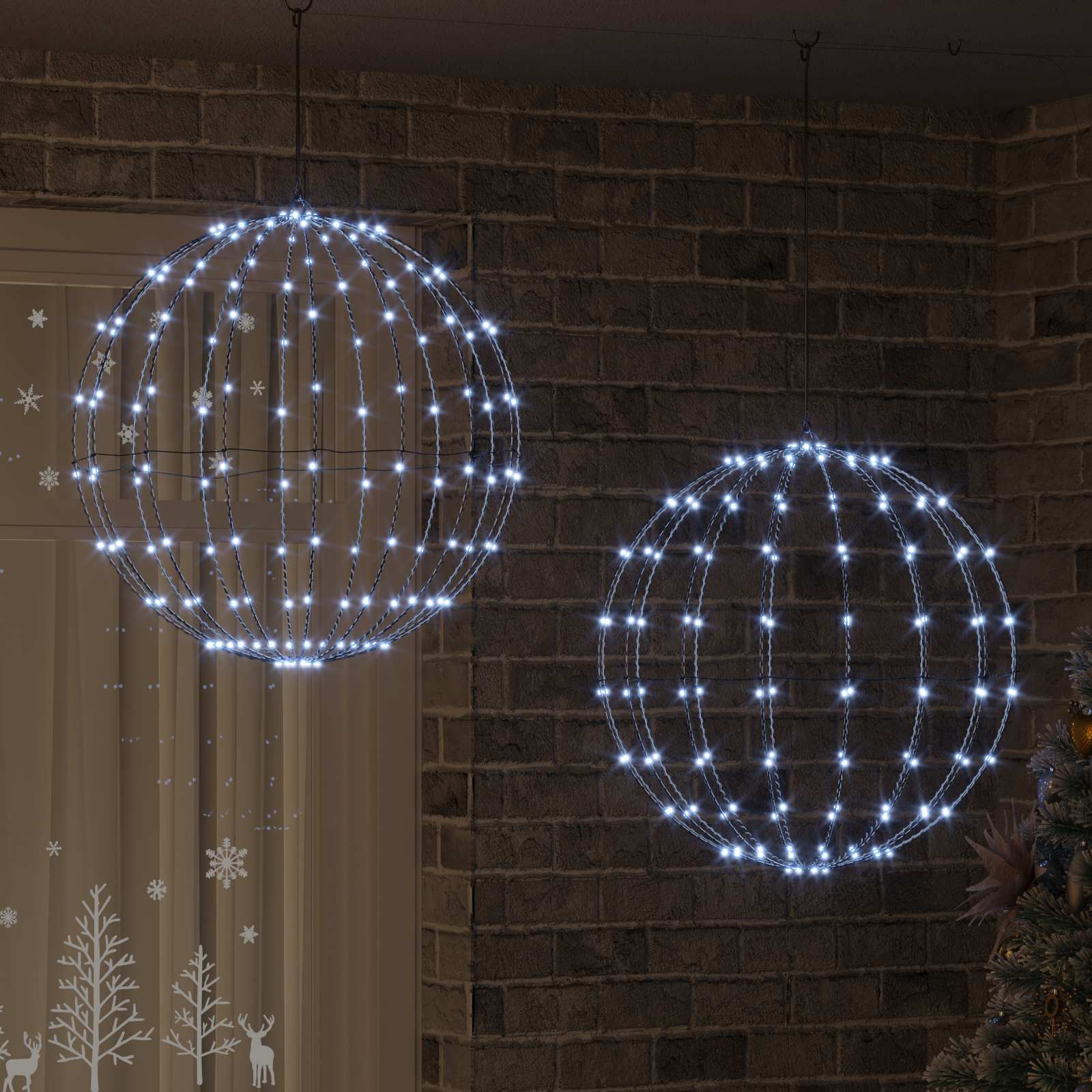 Jõulufiniaalne valgus 2 tk 384 LED-i Külm valge 60 x 60 x 62 cm