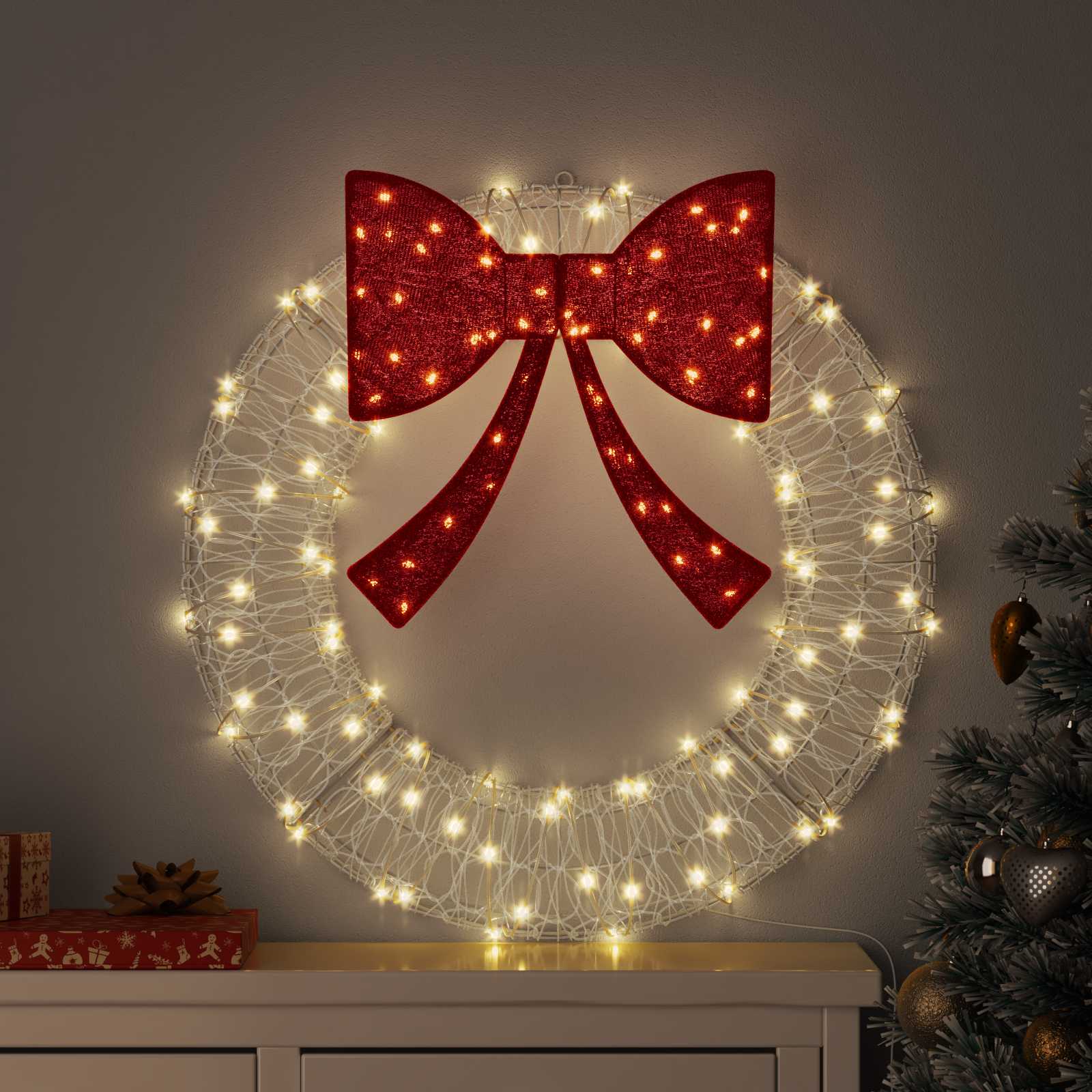 Küünlajalg 60 LED-i Soe valge 76 x 76 x 8,5 cm Akrüül