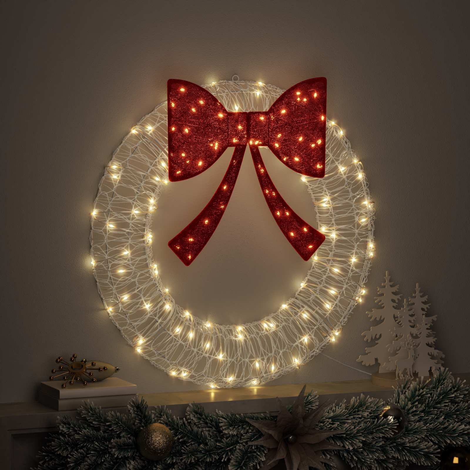 Küünlajalg 60 LED-i Soe valge 76 x 76 x 8,5 cm Akrüül