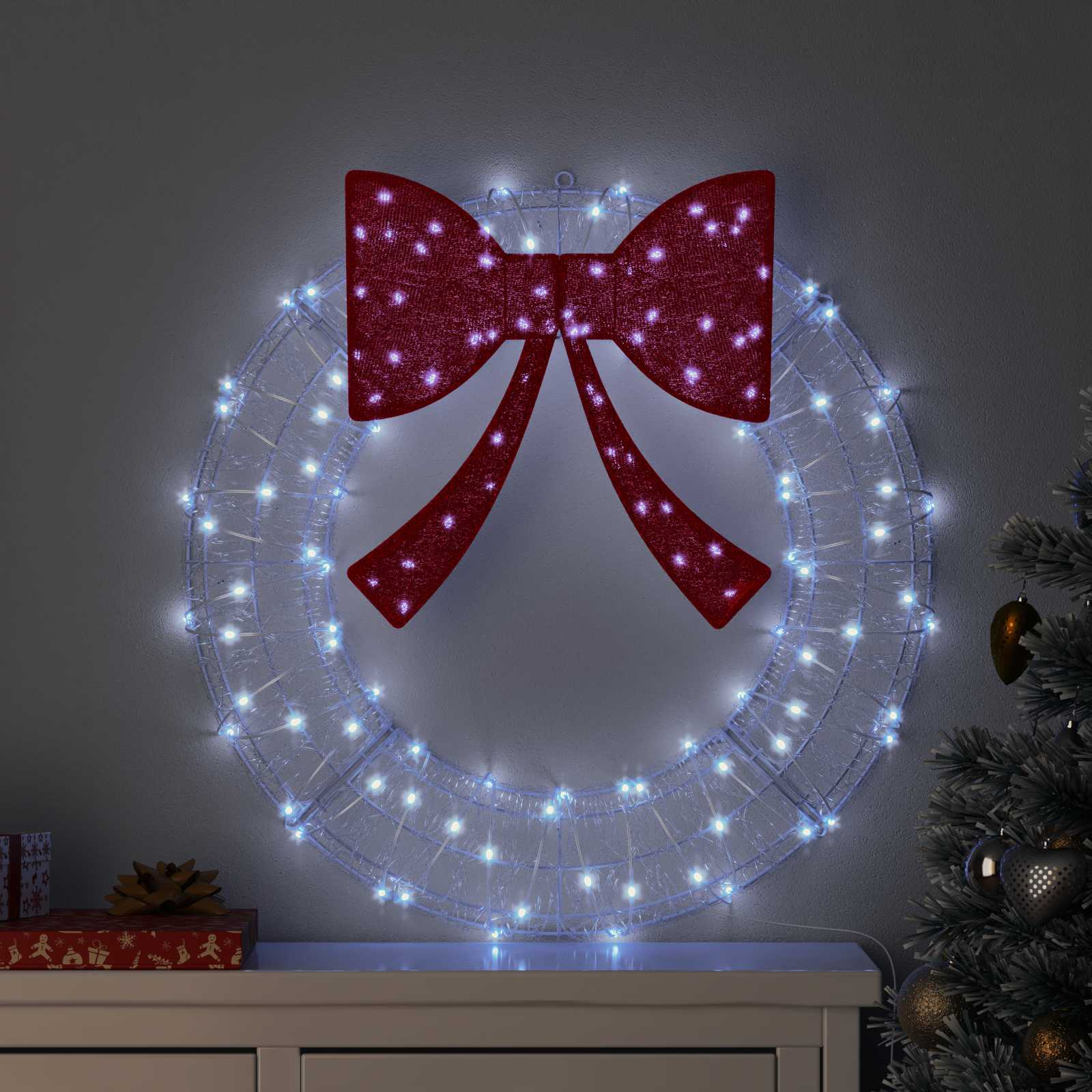 Küünlajalg 60 LED-i Külm valge 76 x 76 x 8,5 cm Akrüül