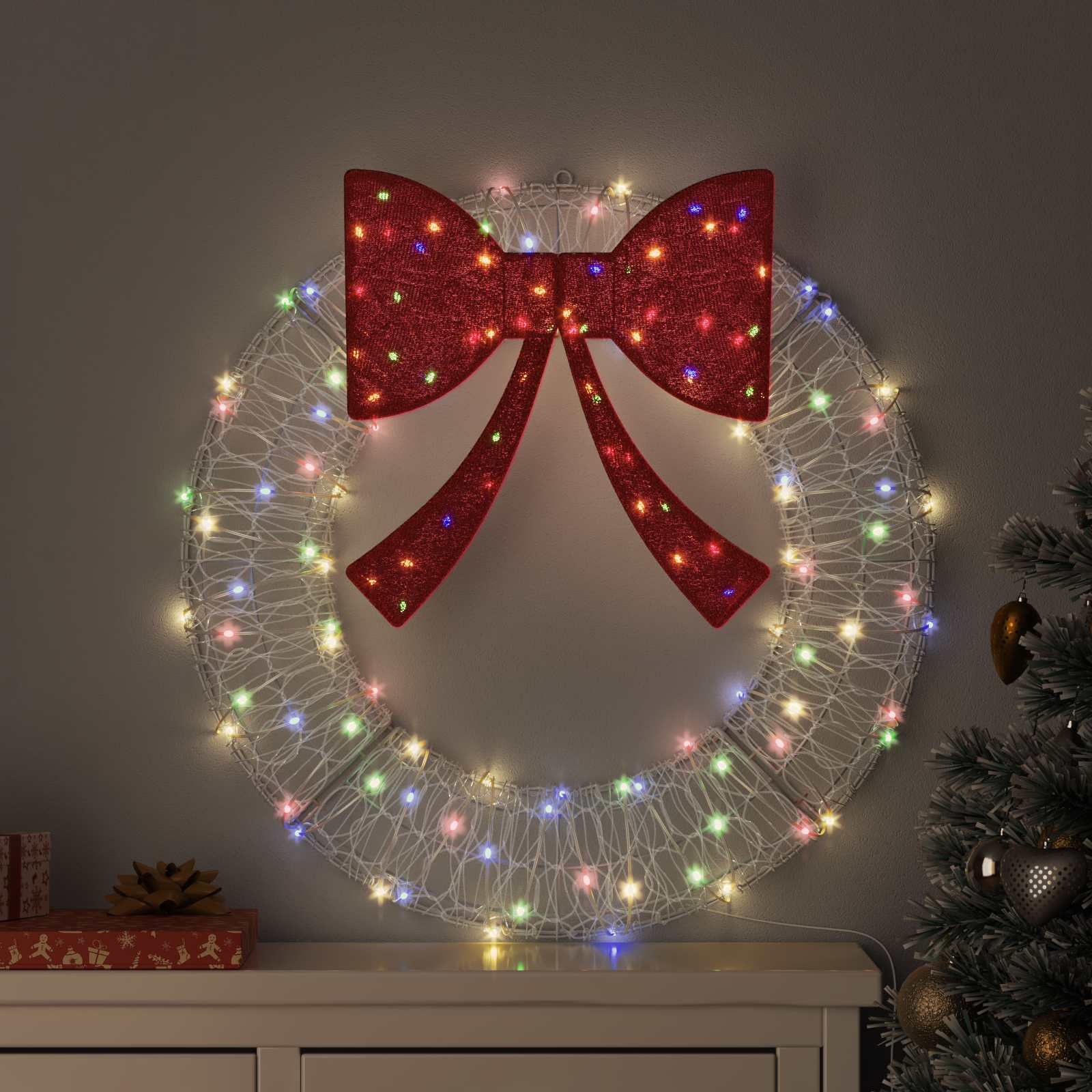Küünlajalg 60 LED-i Mitmevärviline 76 x 76 x 8,5 cm Akrüül