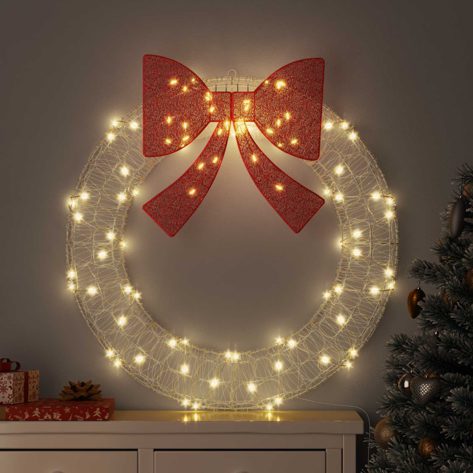 Küünlajalg 80 LED-i Soe valge 92 x 92 x 9,5 cm Akrüül