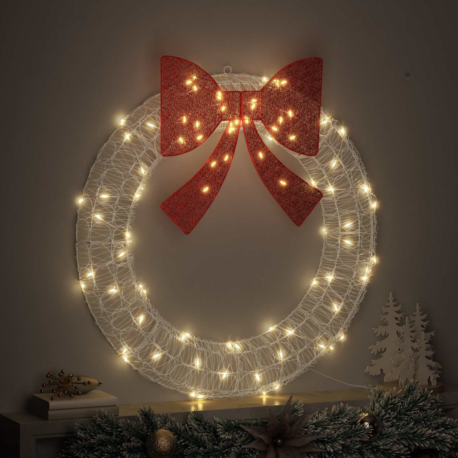 Küünlajalg 80 LED-i Soe valge 92 x 92 x 9,5 cm Akrüül