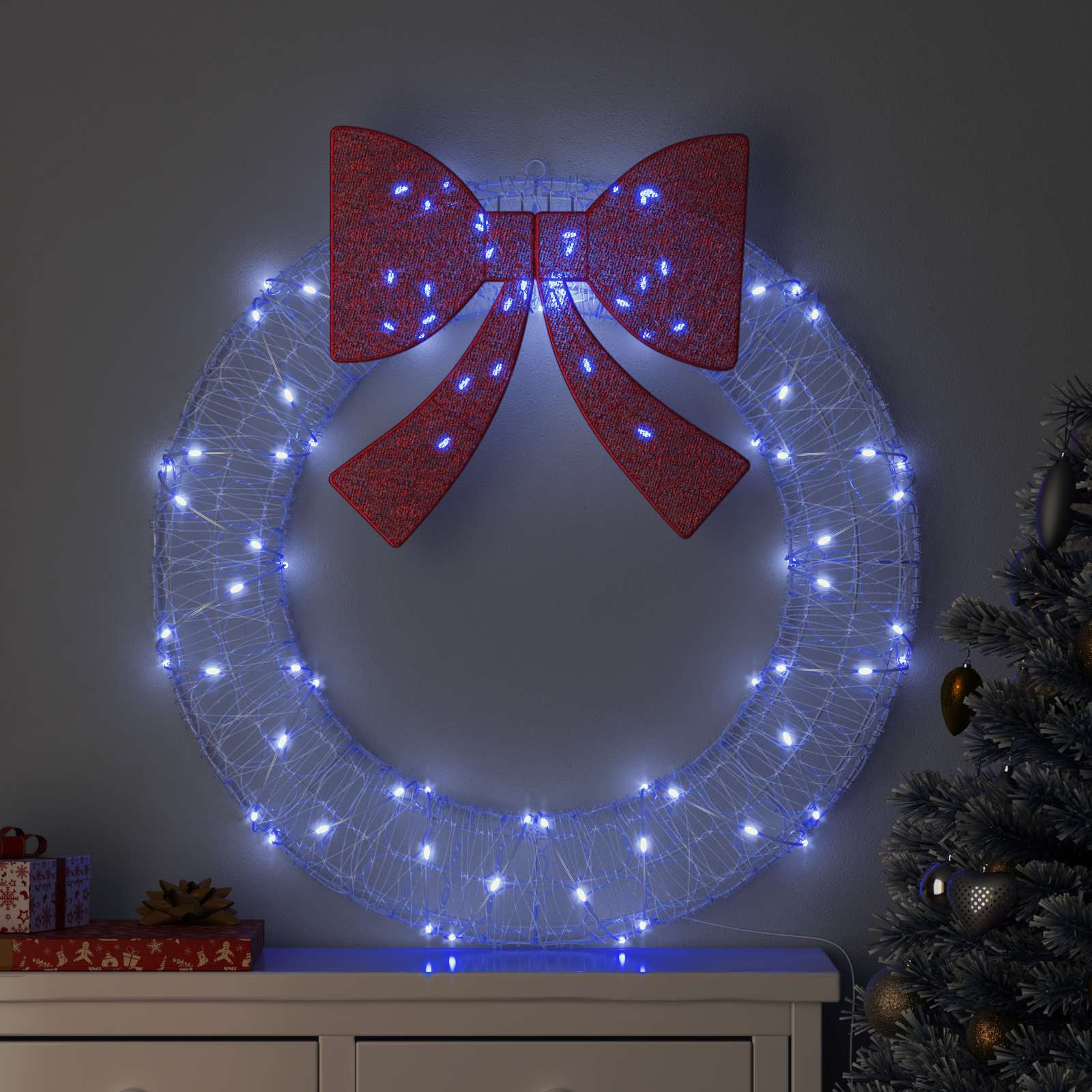 Küünlajalg 80 LED-i Sinine 92 x 92 x 9,5 cm Akrüül