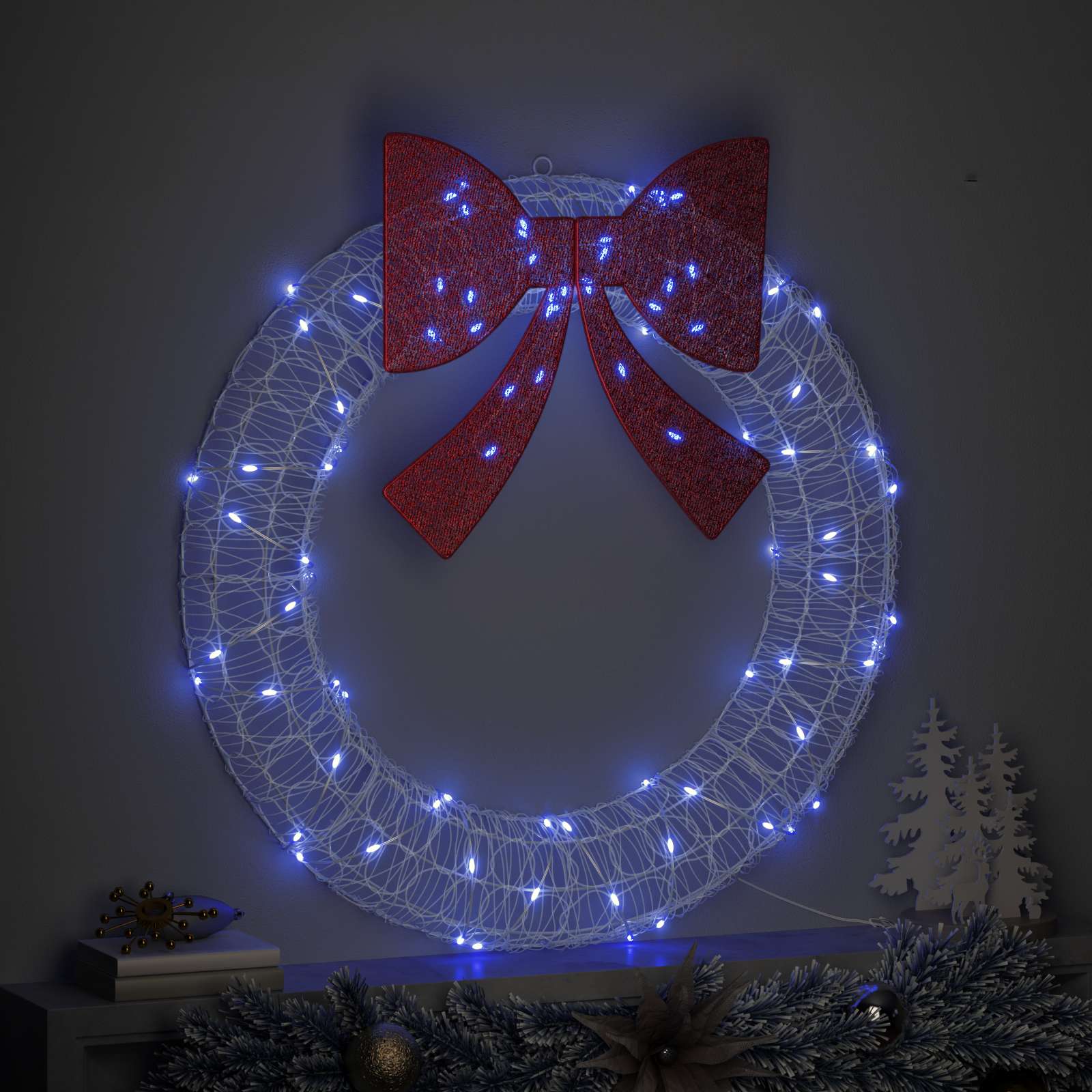 Küünlajalg 80 LED-i Sinine 92 x 92 x 9,5 cm Akrüül