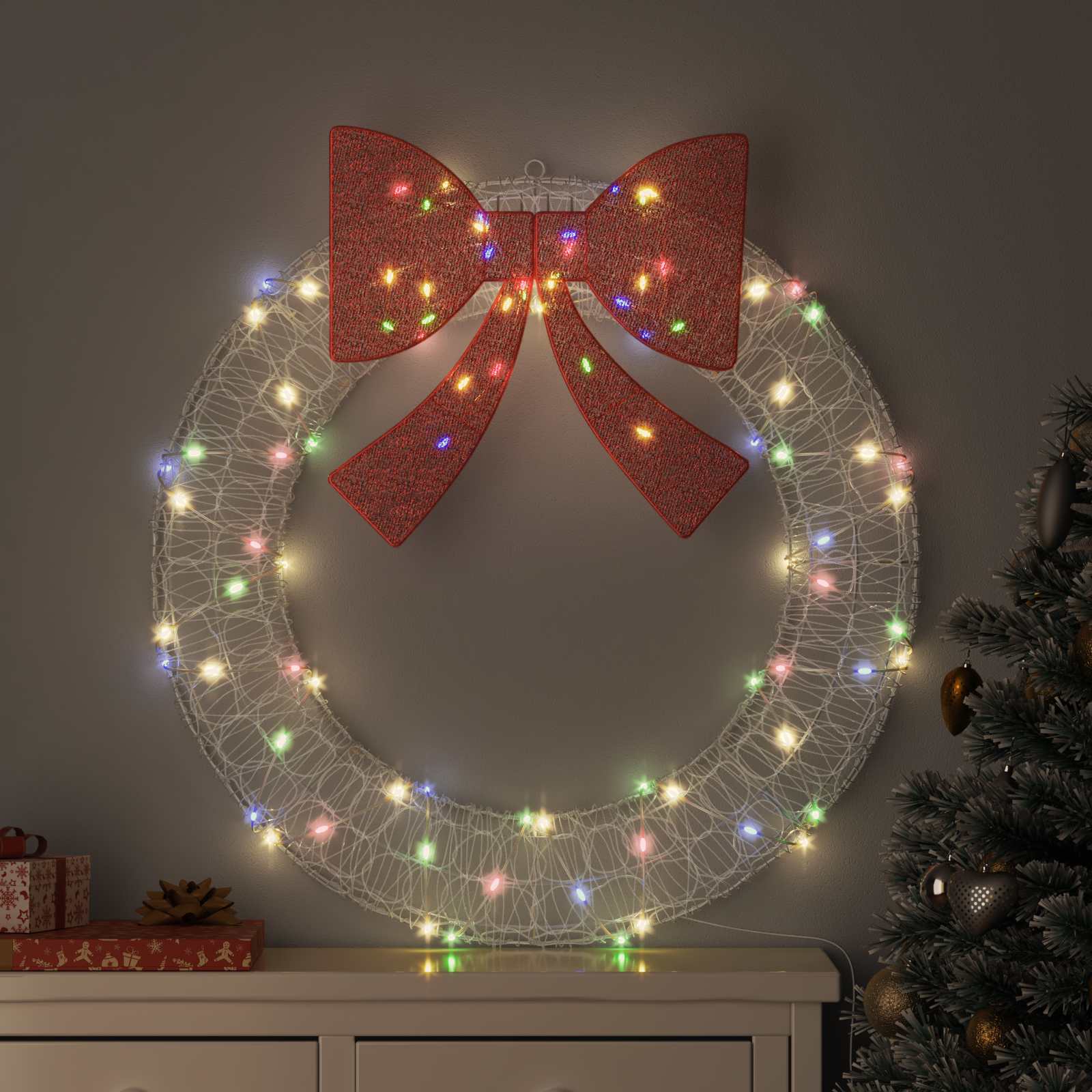 Küünlajalg 80 LED-i Mitmevärviline 92 x 92 x 9,5 cm Akrüül