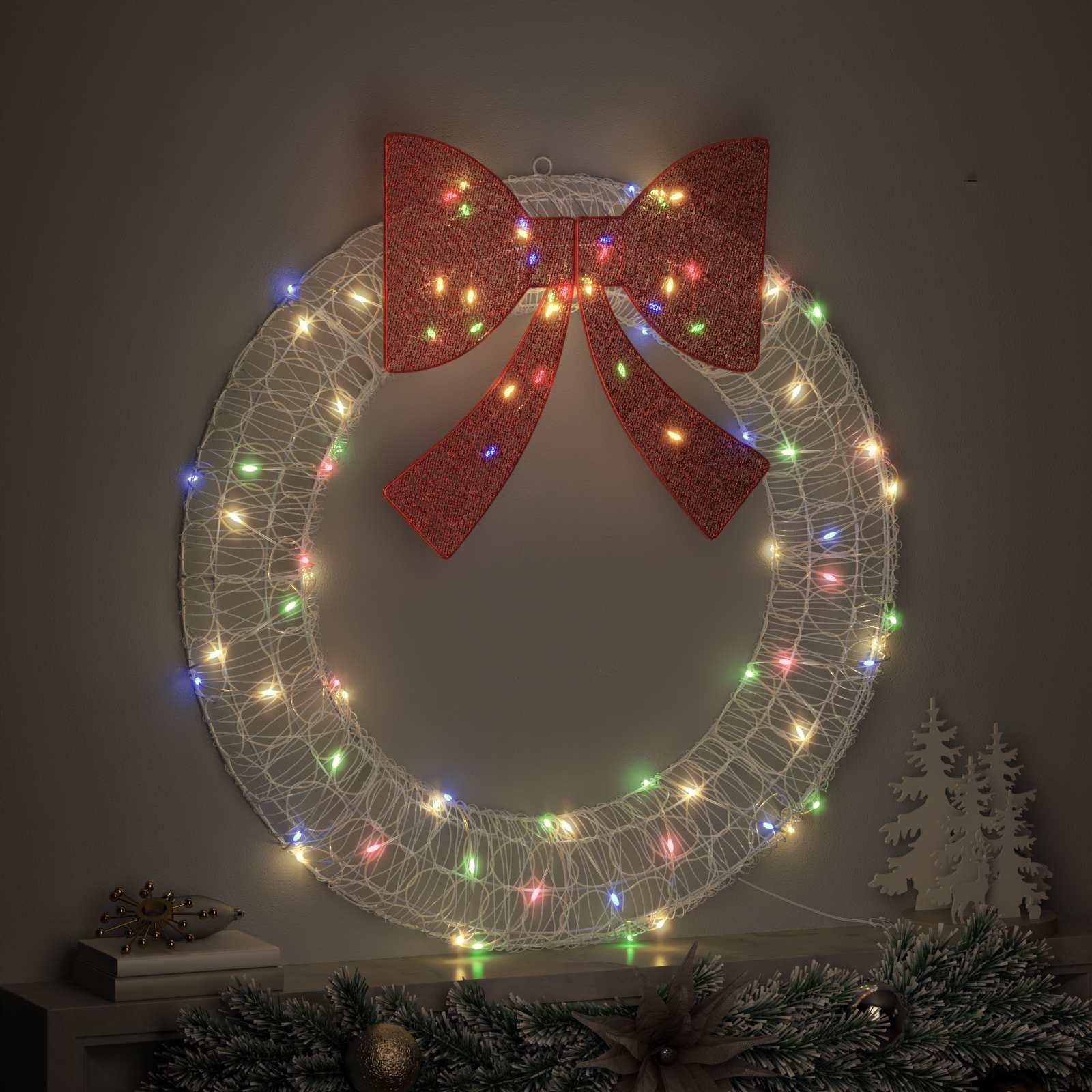 Küünlajalg 80 LED-i Mitmevärviline 92 x 92 x 9,5 cm Akrüül