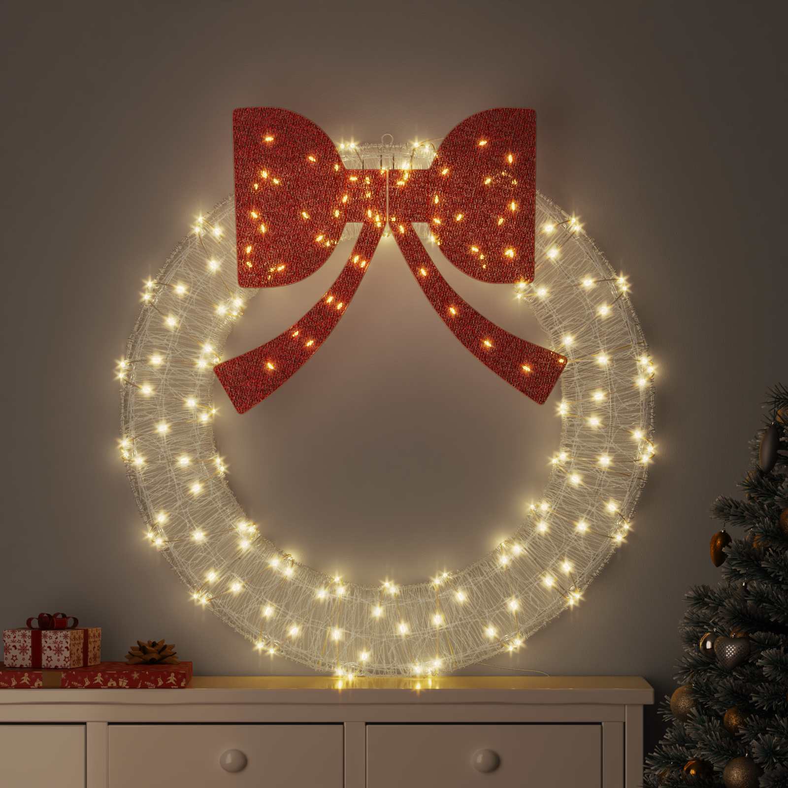 Küünlajalg 150 LED-i Soe valge 120 cm Akrüül